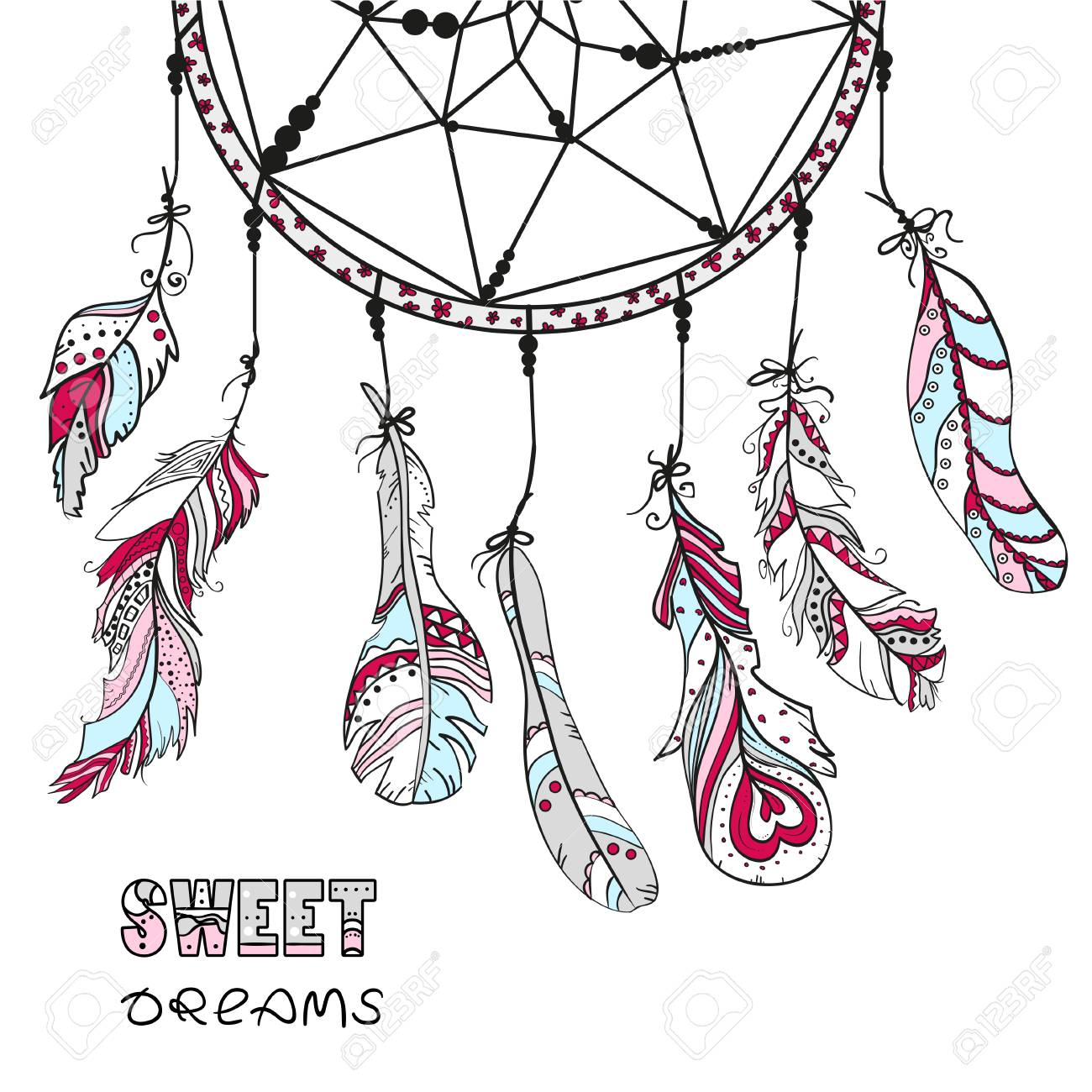 dream catcher template mystic symbol print for polygraphy