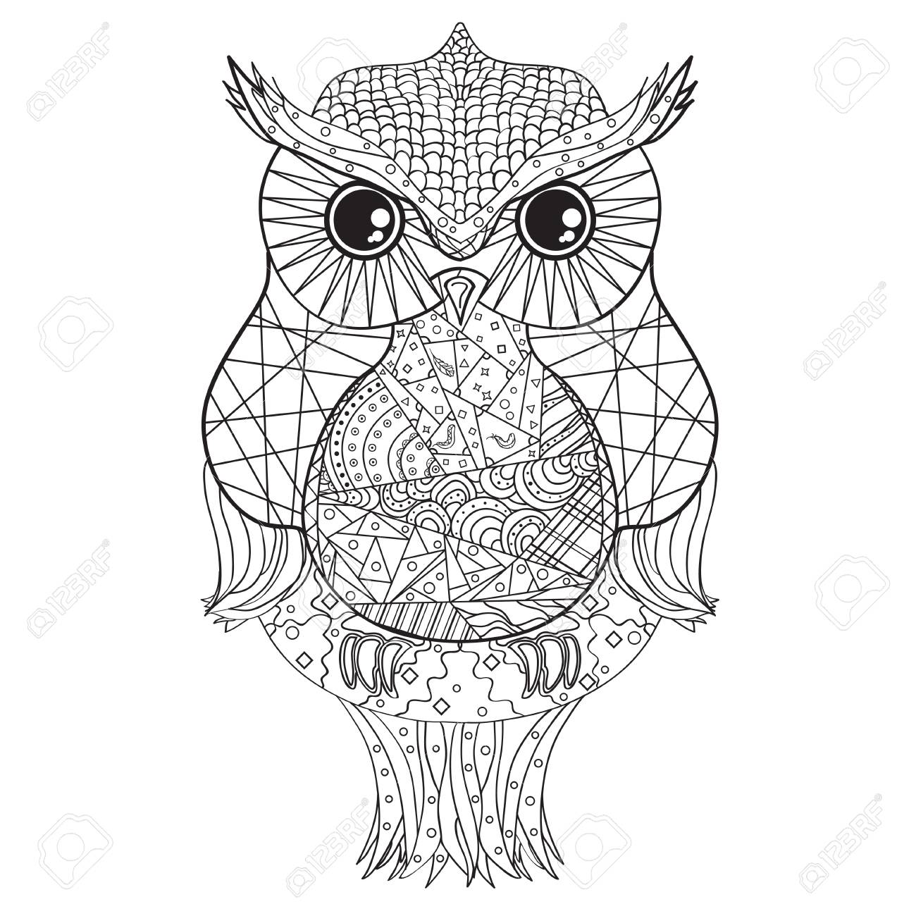 owl design zentangle detailed