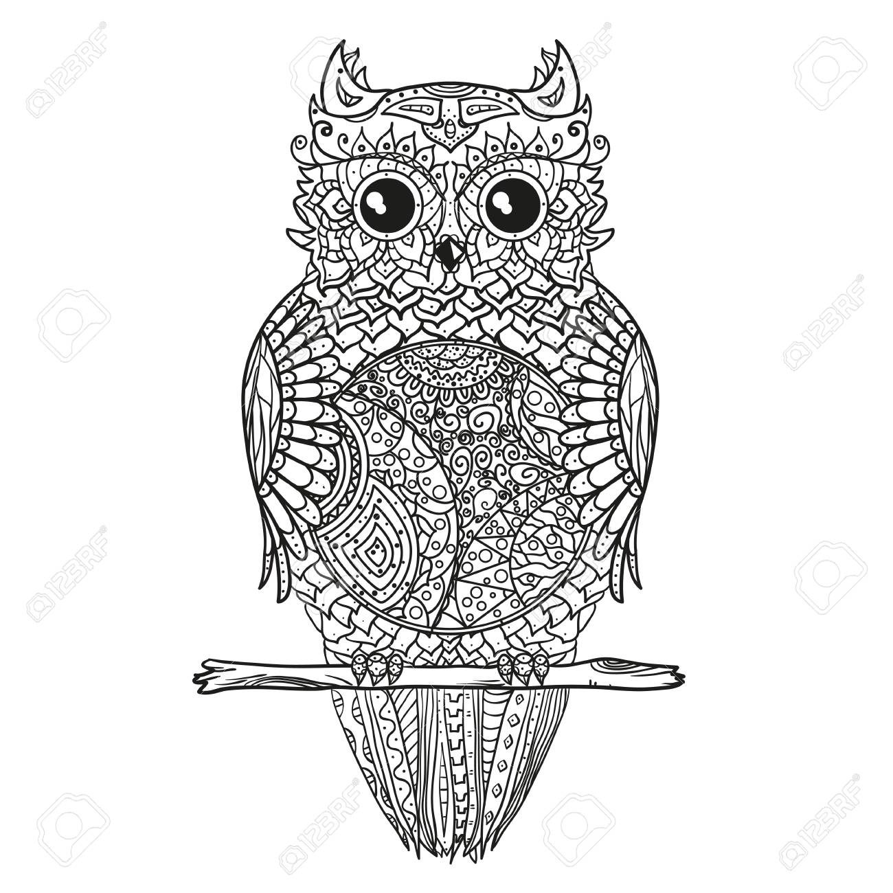 owl zen art detailed