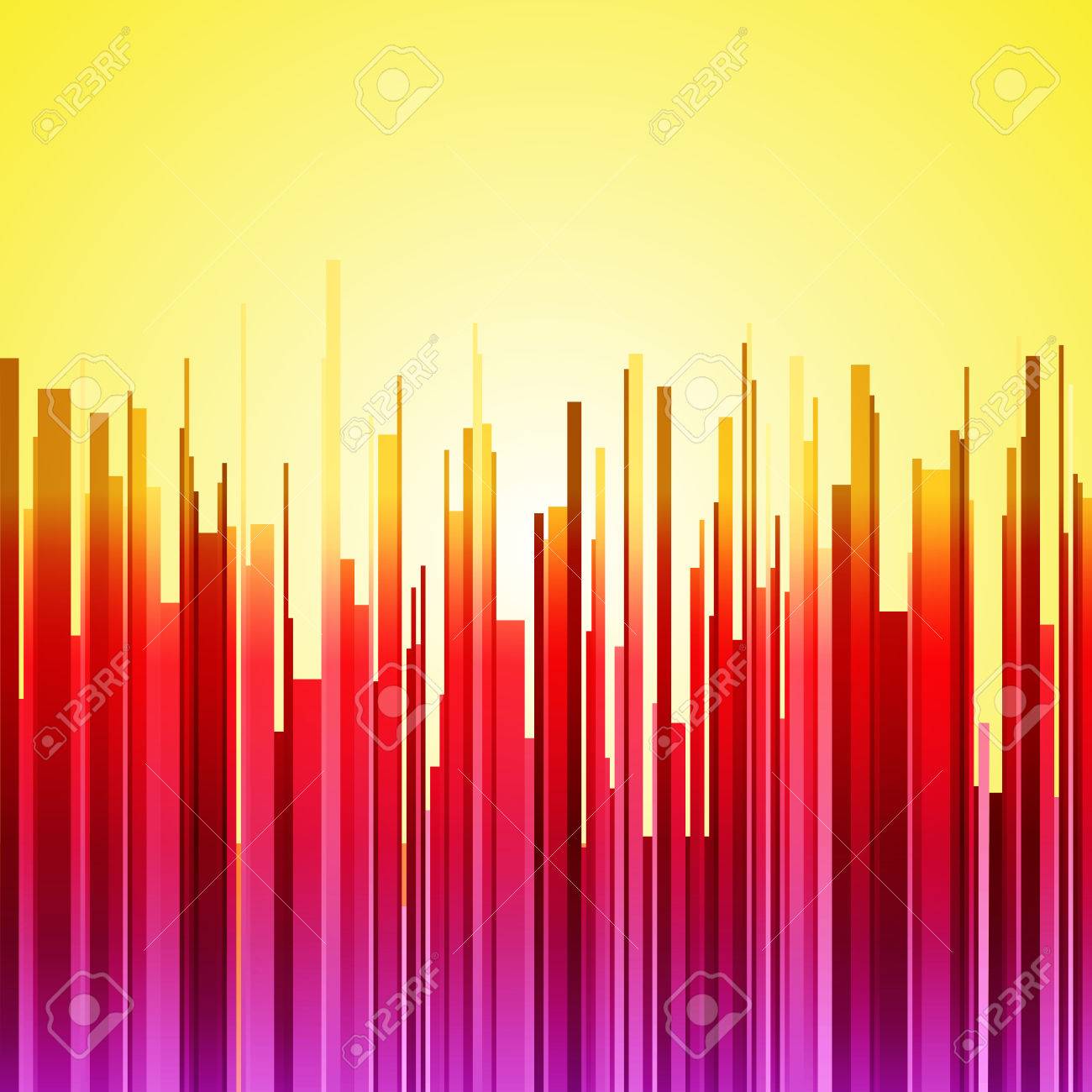 縦の赤 紫 オレンジ色のグラデーション ストライプ黄色日の出背景に風景を抽象化します Rgb Eps 10 ベクトル図 のイラスト素材 ベクタ Image