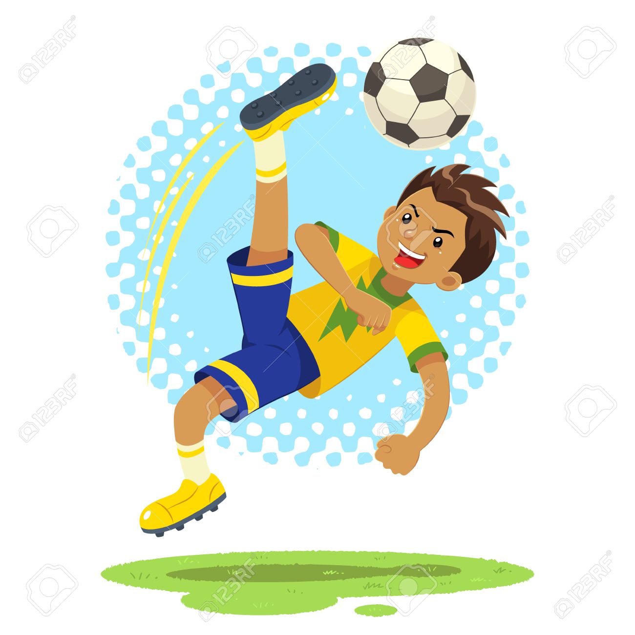 サッカー少年は自転車キックのテクニックを使用してボールを打ちます 黄色と青は制服を使用して身に着けているサッカー少年自転車キック ボールをヒットする手法 のイラスト素材 ベクタ Image サッカー少年は自転車キックのテクニックを使用してボールを打ちます 黄色と青は制服を使用して身に着けているサッカー少年自転車キック ボールをヒットする手法 のイラスト素材 ベクタ Image
