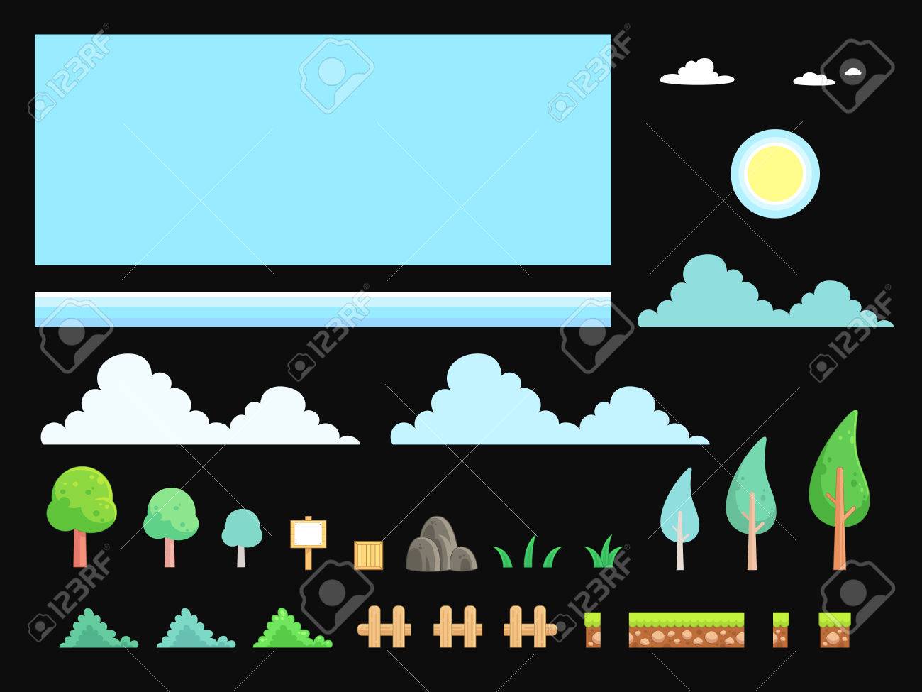 自然のシーン ゲームの背景 横スクロール アクション およびアドベンチャー ゲームに適しています のイラスト素材 ベクタ Image 自然のシーン ゲームの背景 横スクロール アクション およびアドベンチャー ゲームに適しています のイラスト素材 ベクタ Image