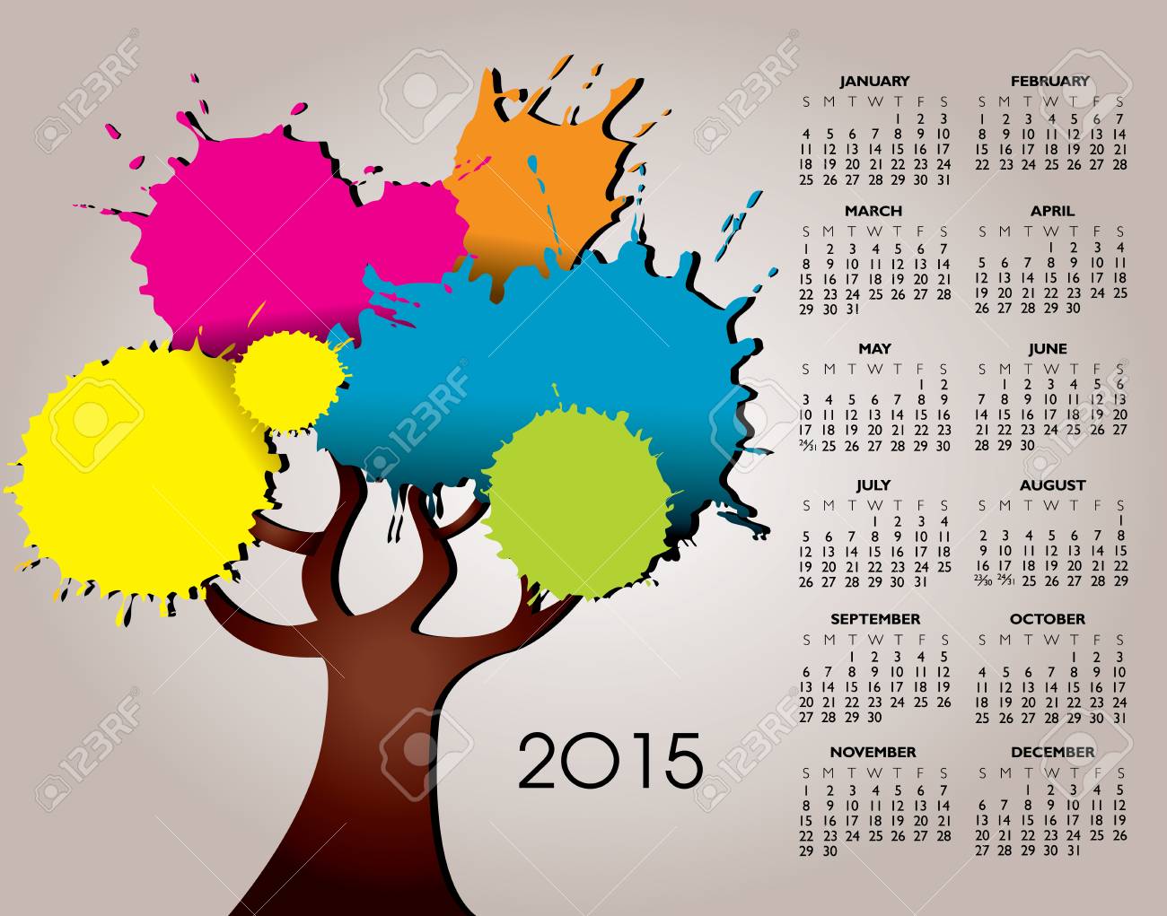A 15 Nature And Tree Calendar For Print Or Web Royalty Free Cliparts Vectors And Stock Illustration Image