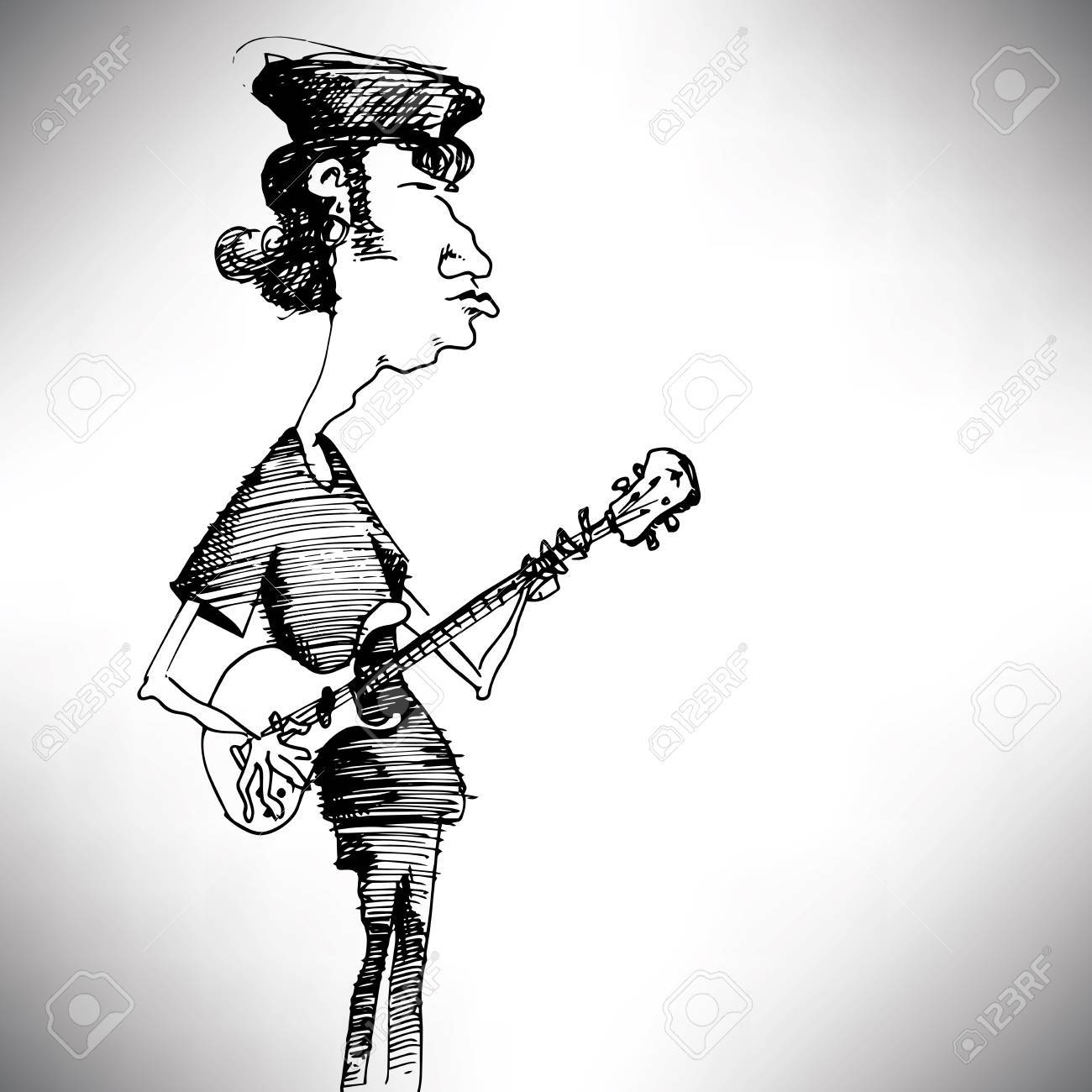 Funky Bass Player Cartoon On A Smooth Background Royalty Free