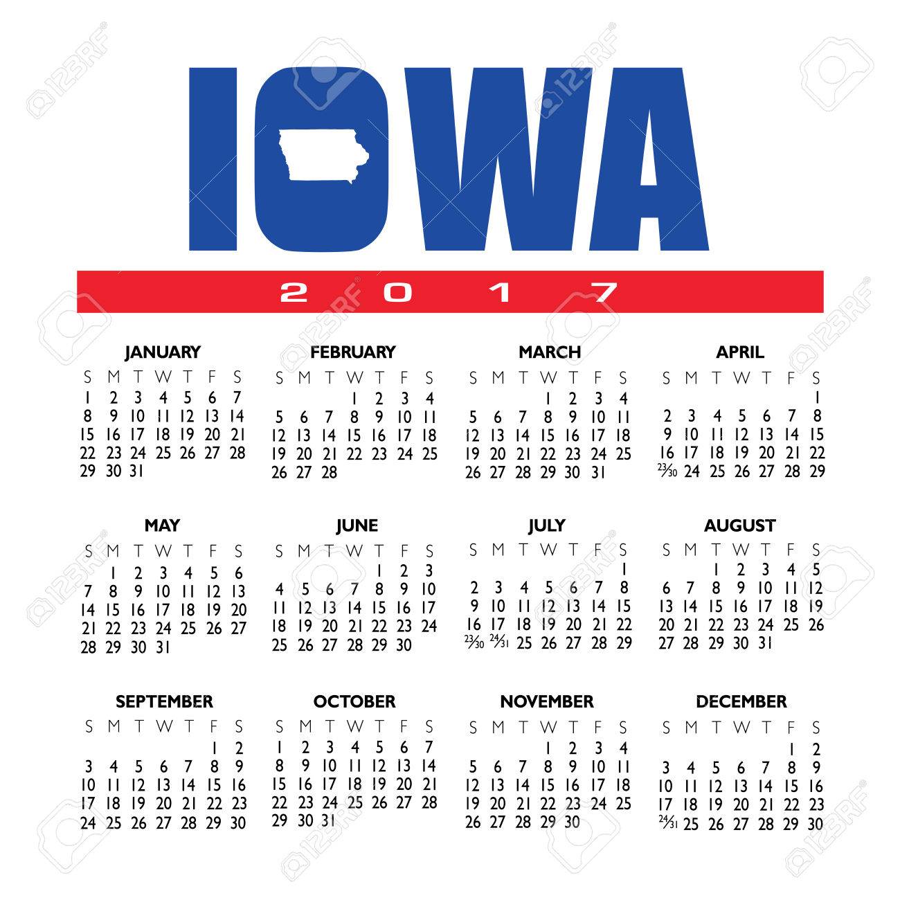 17 クリエイティブ アイオワ カレンダー枠の状態 のイラスト素材 ベクタ Image
