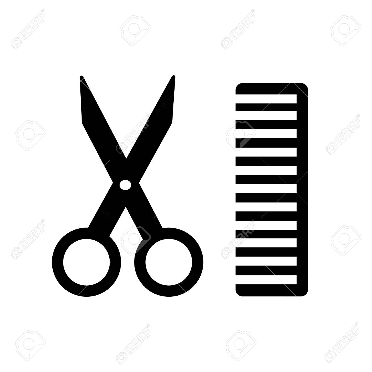 Comb And Scissors Icon. Silhouette Flat Design Vector Illustration Royalty  Free SVG, Cliparts, Vectors, and Stock Illustration. Image 67153052., image size:1300x1300