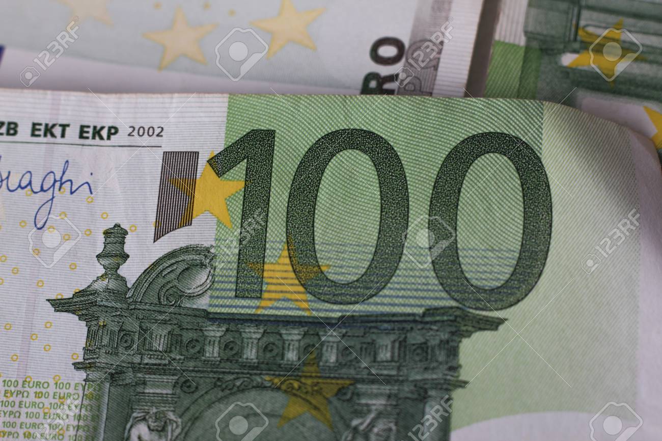 Macro Money 100 Euro Background Golden Bitcoin Coin On Us Dollars Cryptocurrency Business Concept Macro Money 100 Euro Background Golden Bitcoin Coin On Us Dollars Cryptocurrency Business Concept