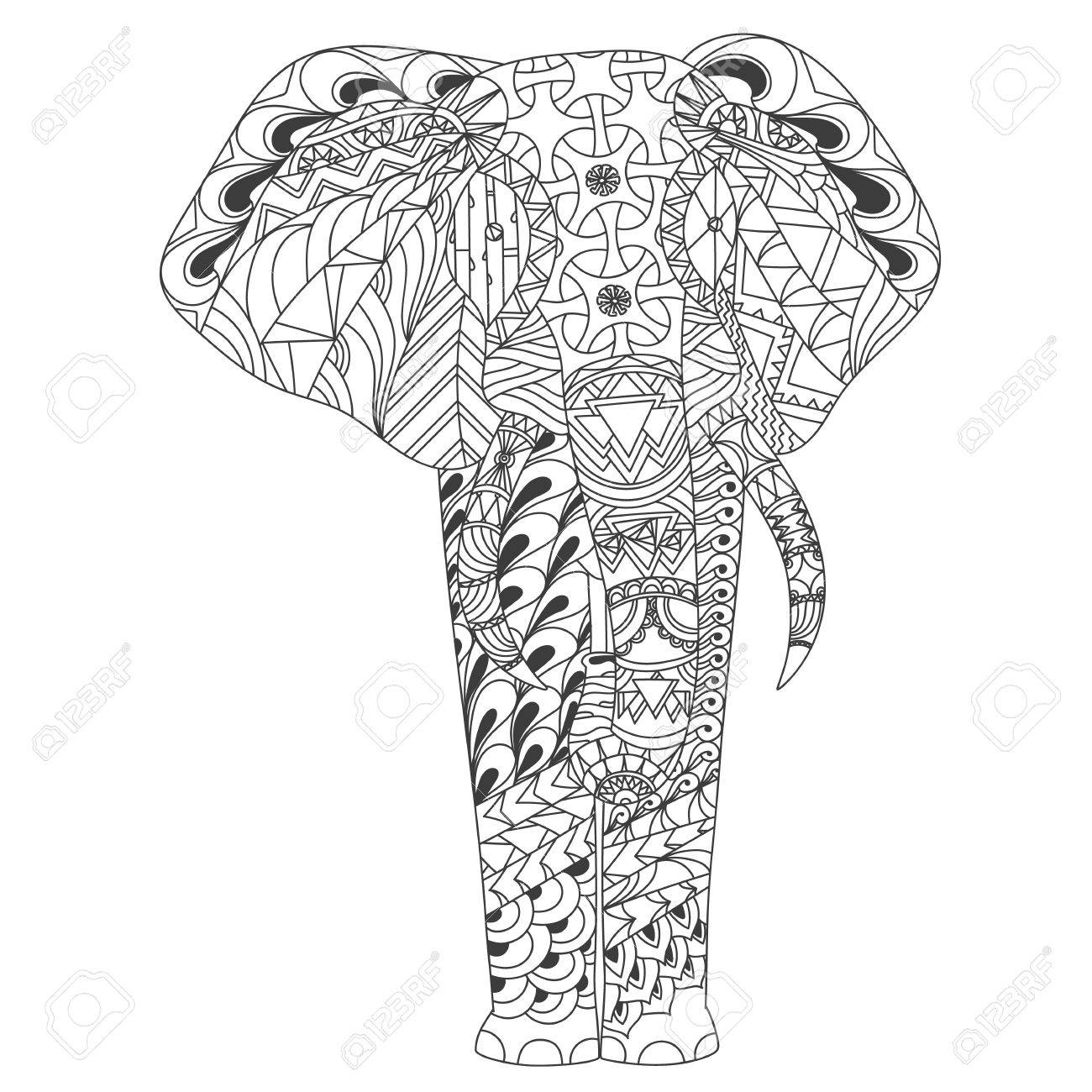 patterned elephant inspired style illustrion royalty free cliparts