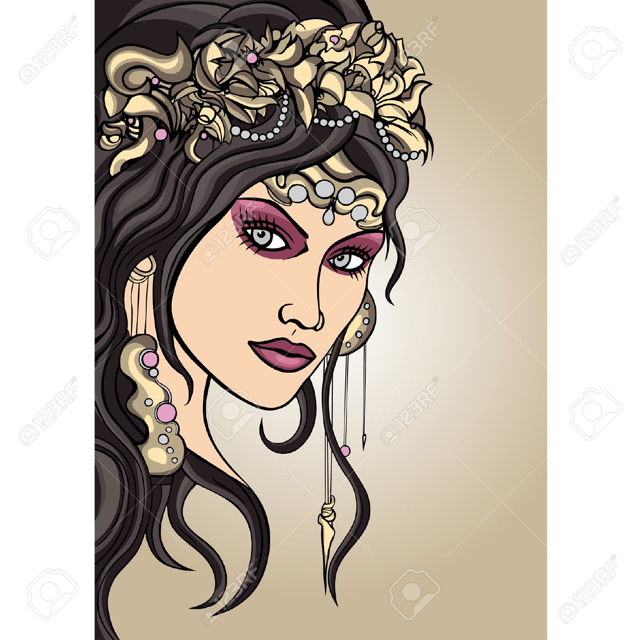 wallpapers How To Draw Art Nouveau Faces 123rf
