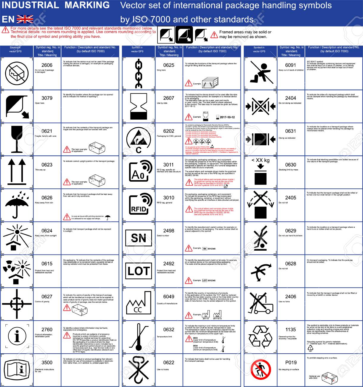 Industrial package marking set of official ISO 7000 package handling icons symbols Packaging icons symbols set Cargo marking. ISO 7000 package symbols set for boxes - 91633318 Industrial package marking set of official ISO 7000 package handling icons symbols Packaging icons symbols set Cargo marking. ISO 7000 package symbols set for boxes - 91633318