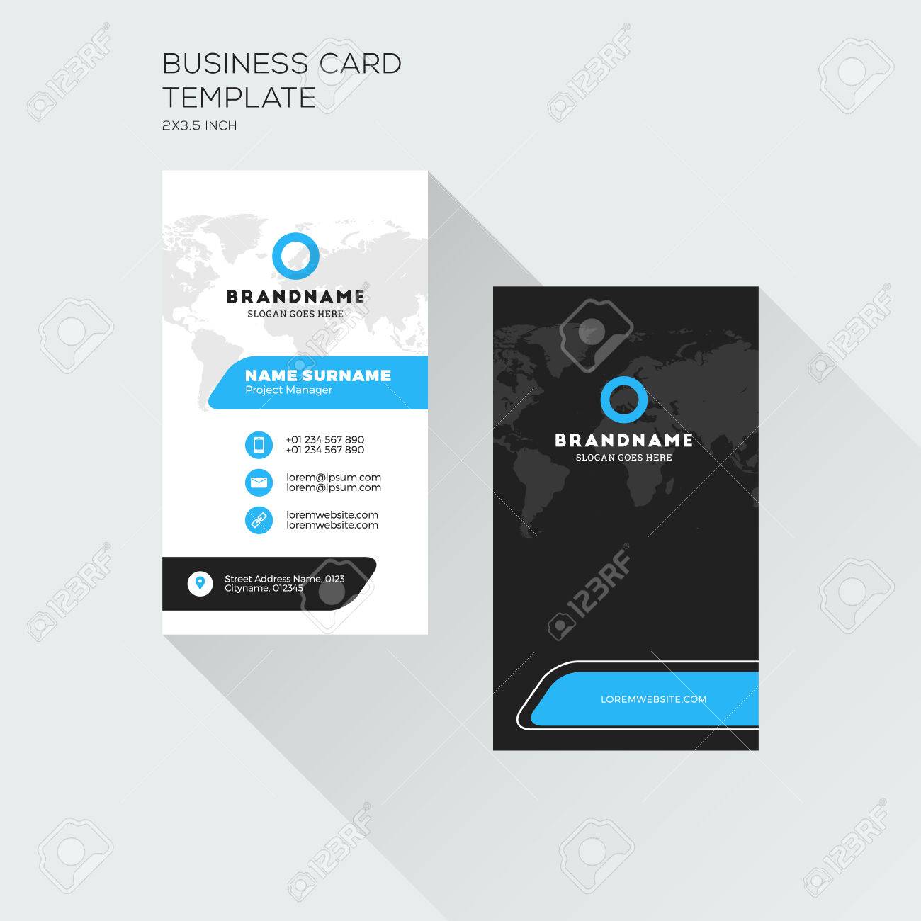 vertical business card print template personal visiting card