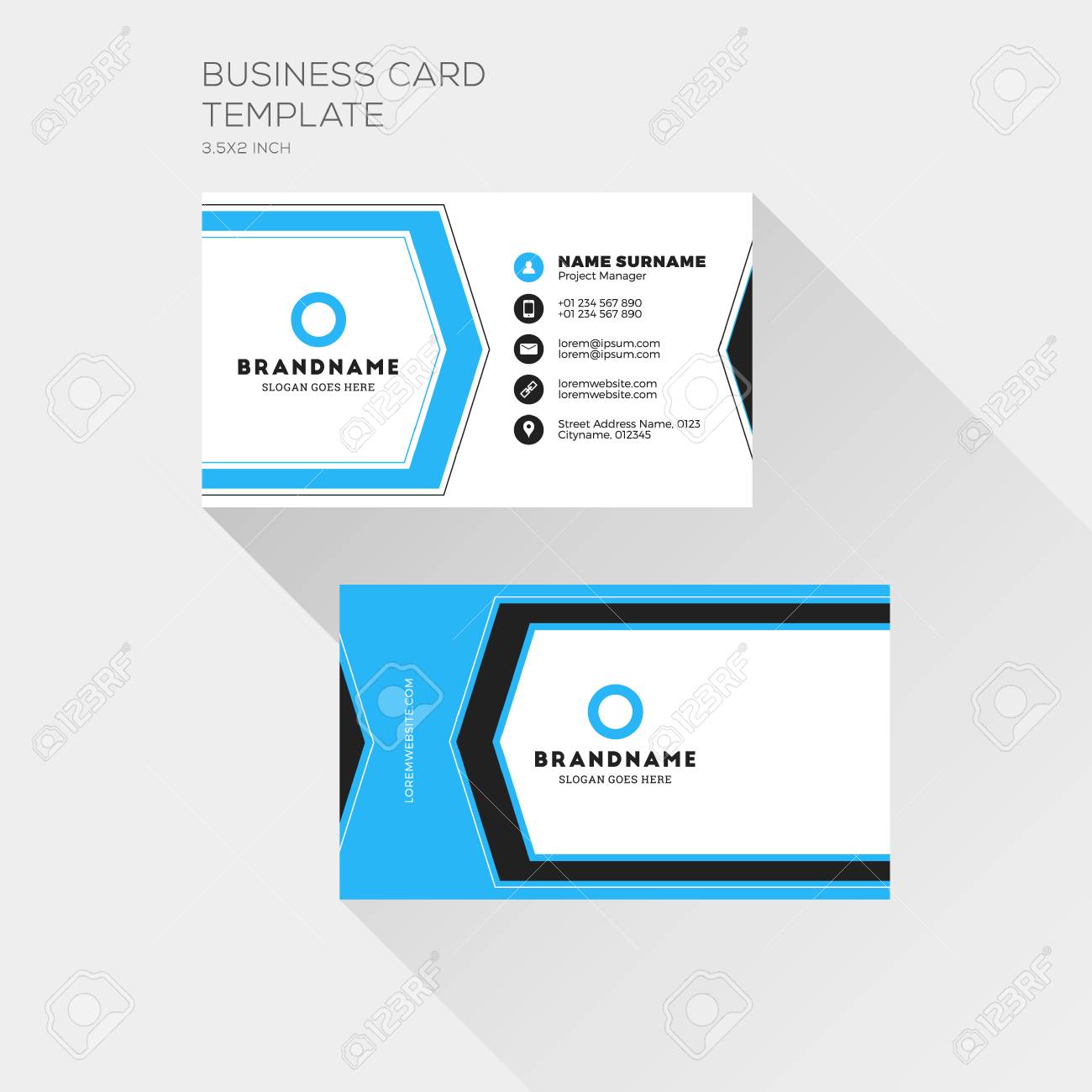 foto de archivo tarjeta de visita plantilla de impresin corporativa tarjeta de presentacin personal con logotipo de la empresa diseo plana y limpia