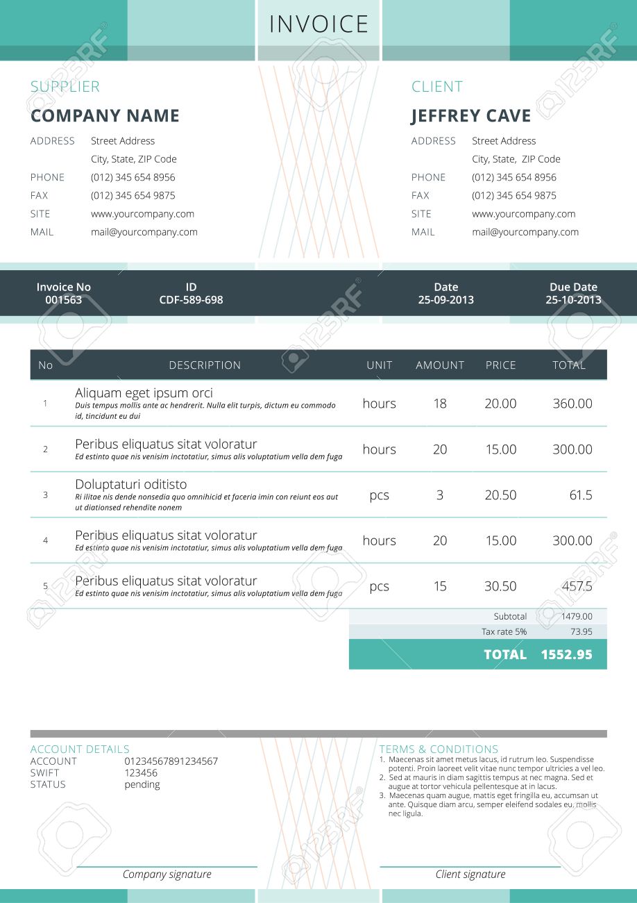 business invoice template vector illustration invoice form stationery design stock vector 58028017