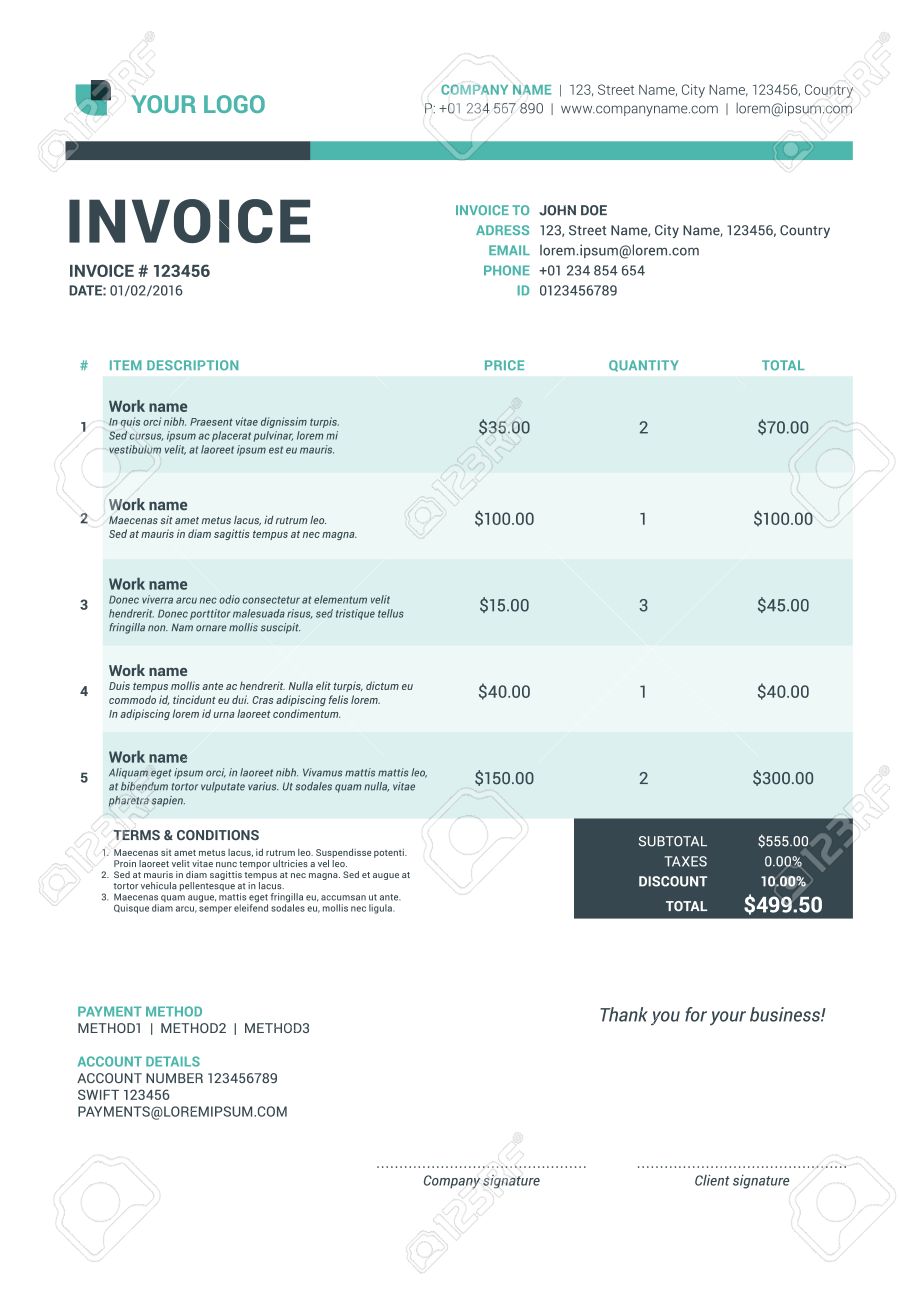 business invoice template vector illustration invoice form