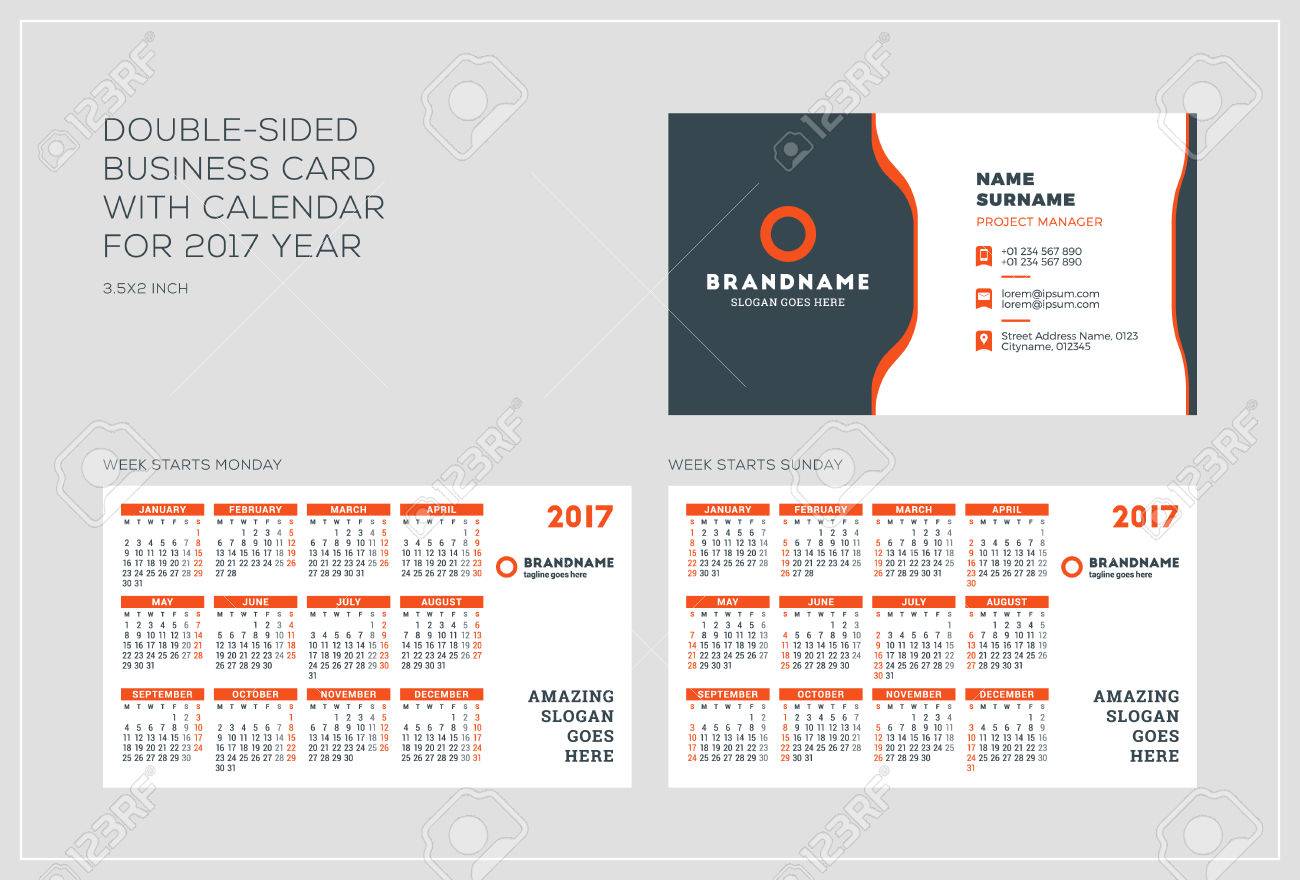 business card calendar
