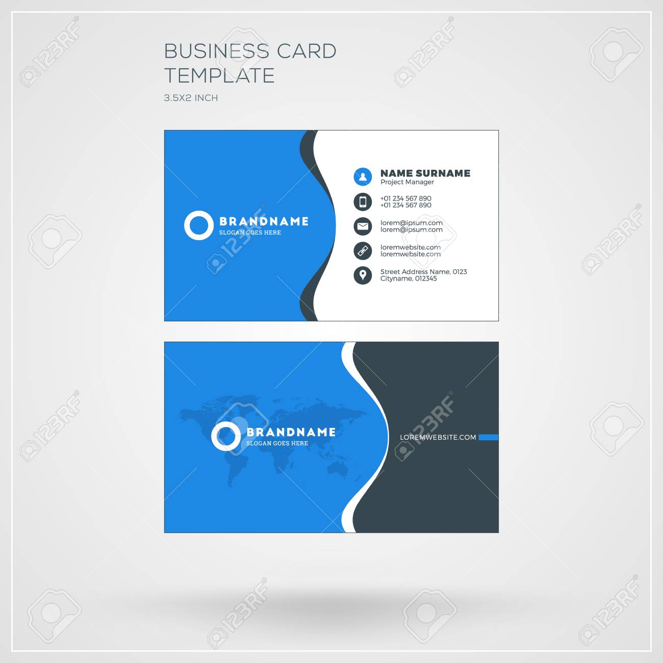 Carte De Visite Imprimer Modele Carte De Visite Personnelle Avec La Compagnie Clean Design Flat Vector Illustration Clip Art Libres De Droits Vecteurs Et Illustration Image