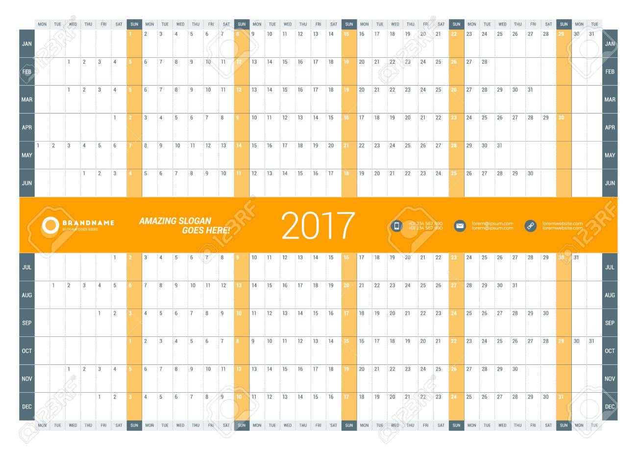 yearly calendar planner template for 2017 year vector design yearly calendar planner