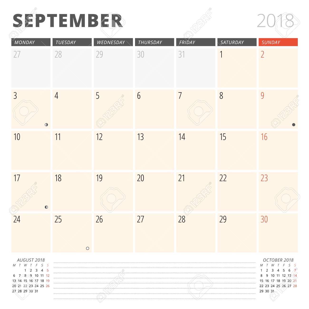 calendario de septiembre 2018