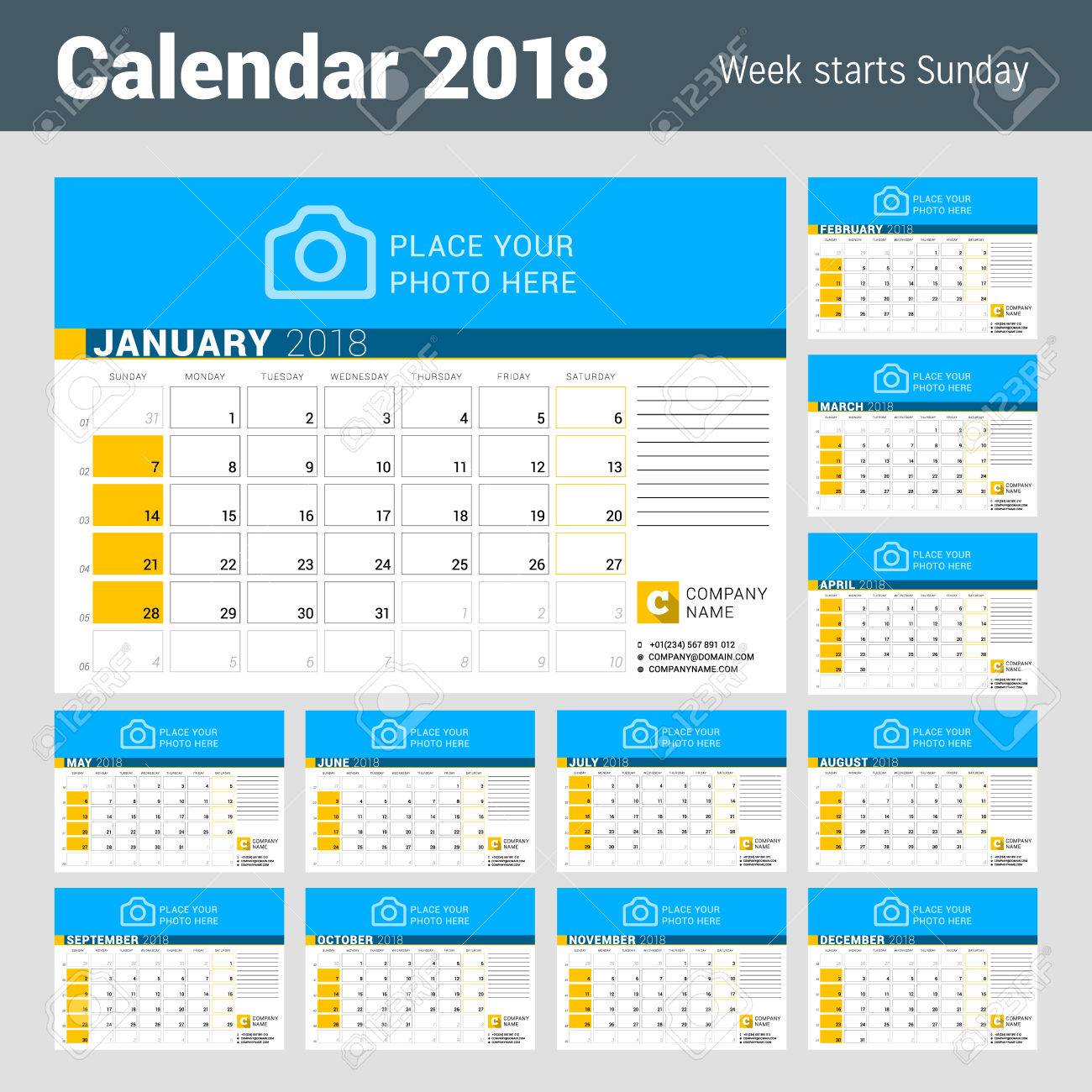 calendar for 2018 year