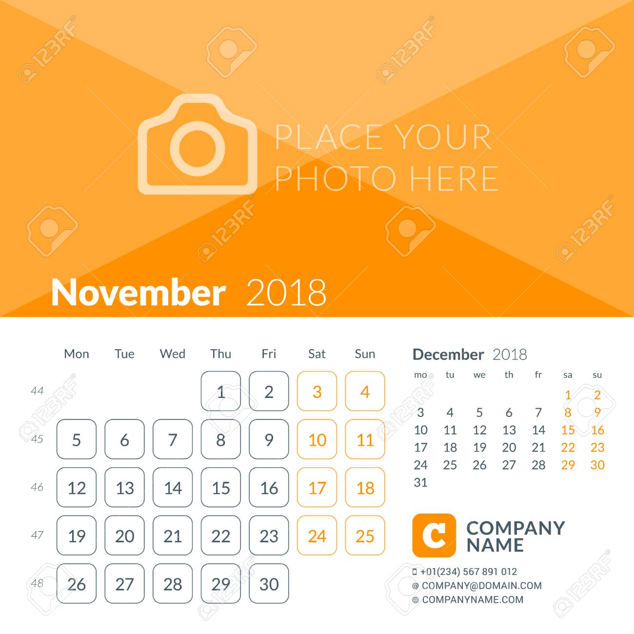 november 2018 calendar clipart