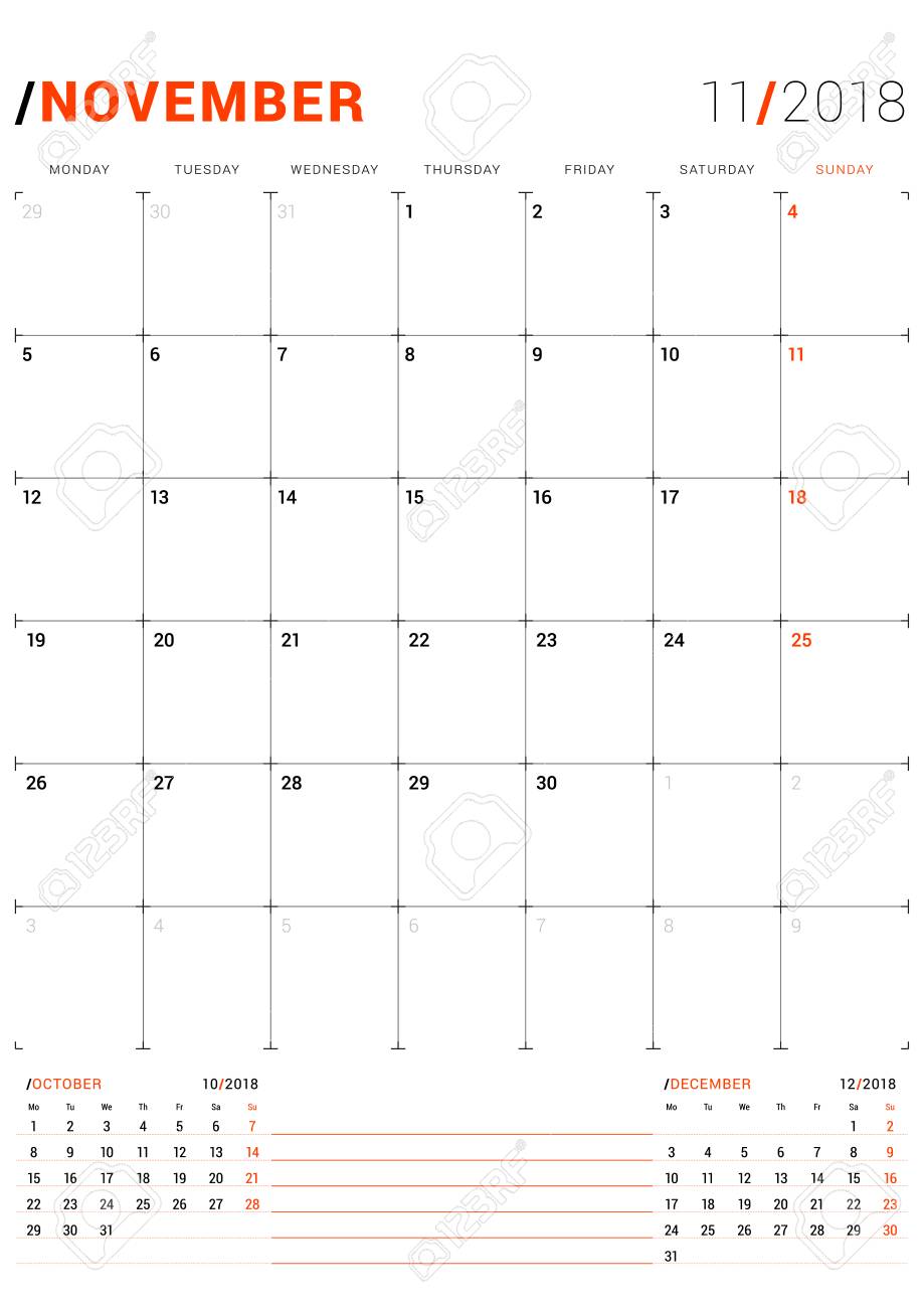 calendario mensual 2018