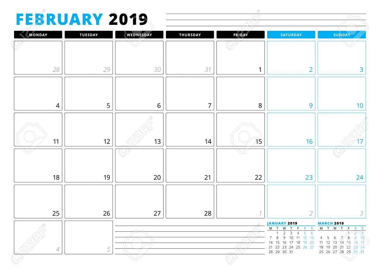 calendar template for february 2019 business planner template february template