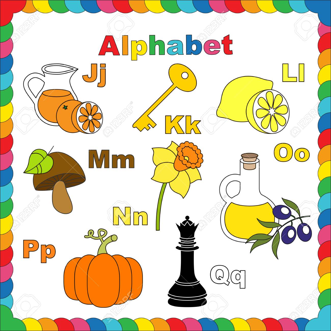 Vector Object Alphabet Cute Alphabet In Vector Objects Letters J Q Royalty Free Cliparts Vectors And Stock Illustration Image