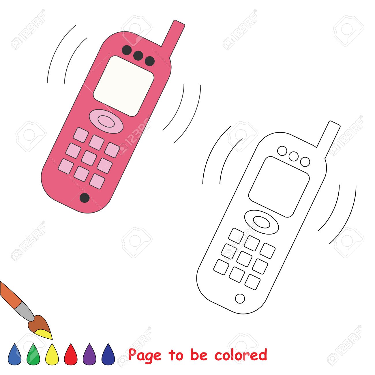 Telephone Bande Dessinee De Vecteur A Colorer Livre A Colorier Pour Les Enfants Clip Art Libres De Droits Vecteurs Et Illustration Image