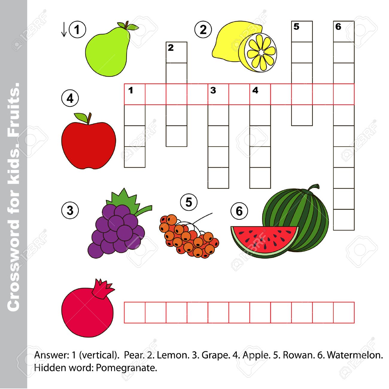 Fruit De Mots Croises Pour Les Enfants Tache Et Reponse Version Coloree Clip Art Libres De Droits Vecteurs Et Illustration Image 51972711