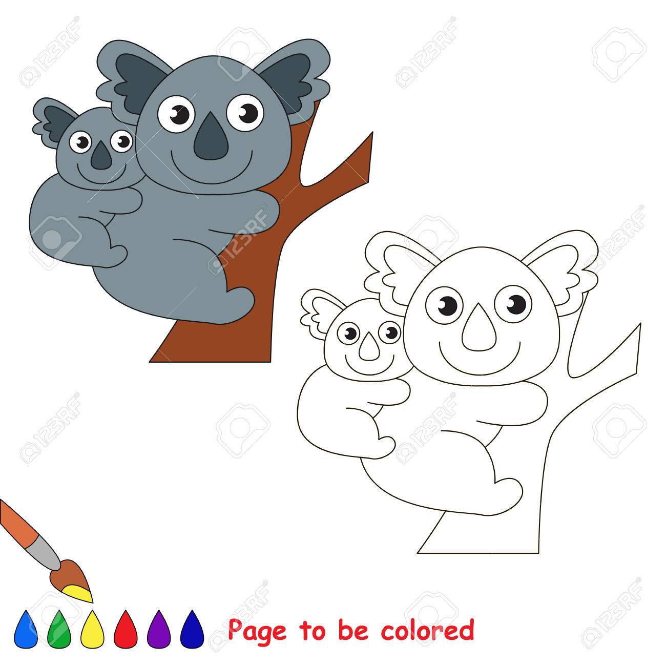 Koala Et Son Bebe A Colorier Livre De Coloriage Pour Les Enfants Jeu Visuel Clip Art Libres De Droits Vecteurs Et Illustration Image
