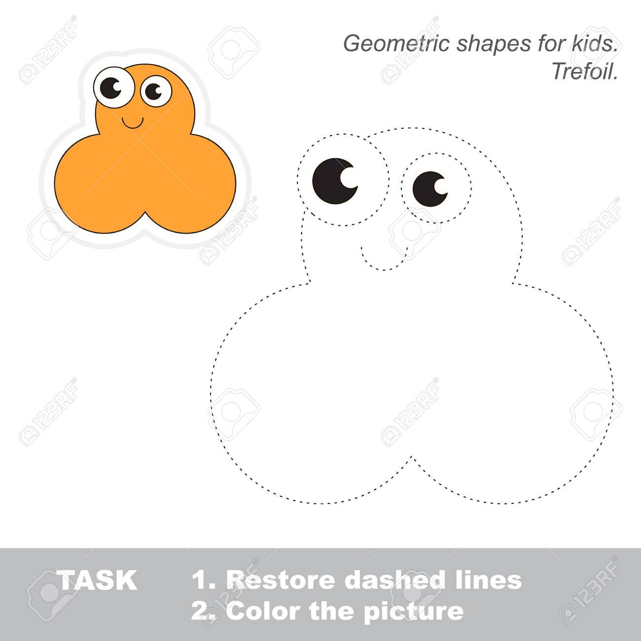 Cute trefoil in vector to be traced. Restore dashed line and color the picture. Trace game for children. - 54825786 Cute trefoil in vector to be traced. Restore dashed line and color the picture. Trace game for children. - 54825786