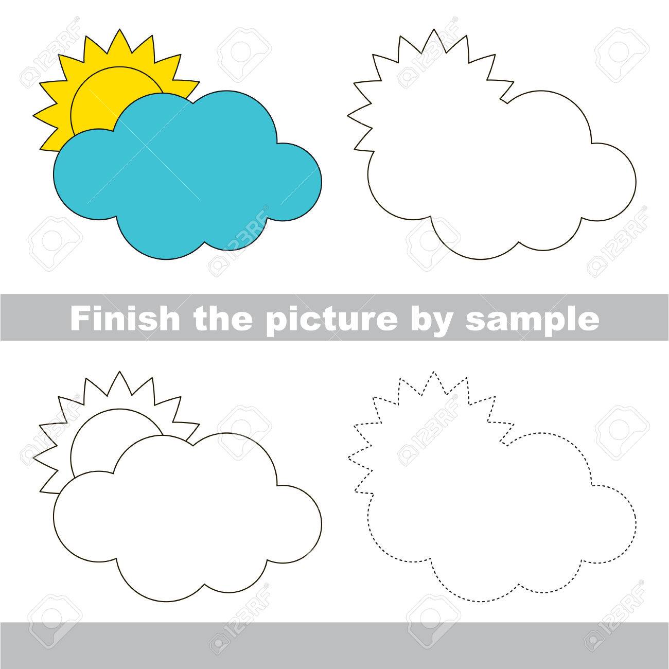 worksheet Cloud Worksheet drawing worksheet for children finish the picture and draw cute cloud stock vector