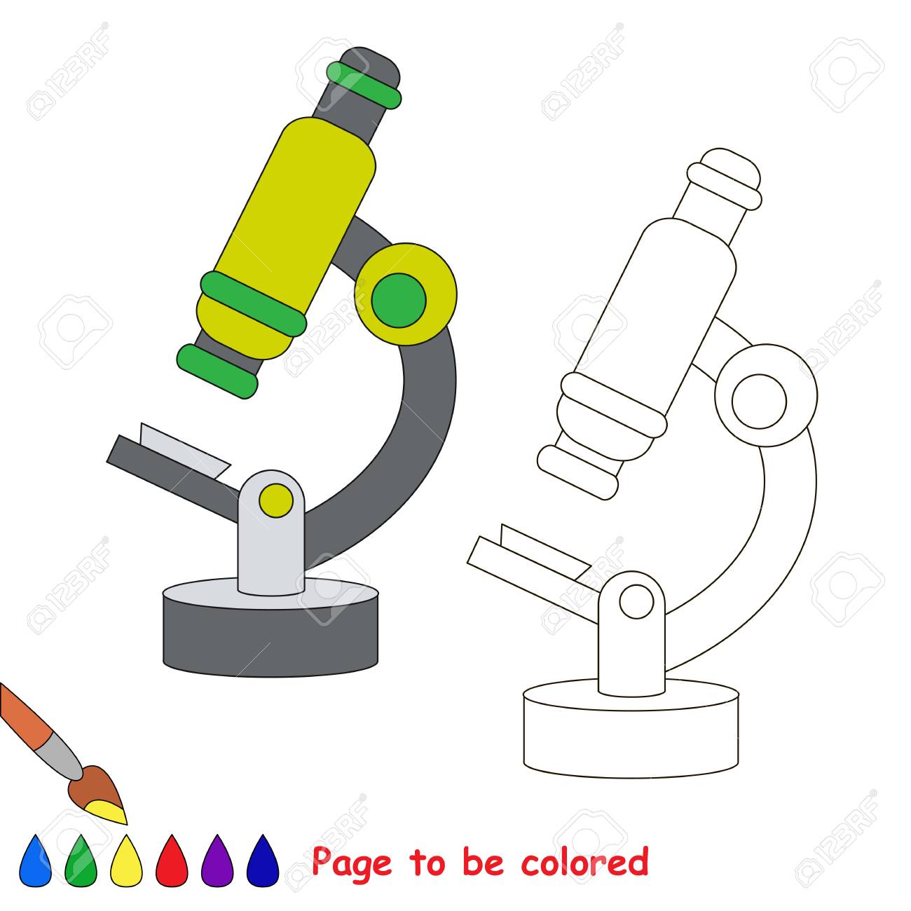 Green Microscope Da Colorare Il Libro Da Colorare Per Educare I Bambini In Età Prescolare Con Giochi Educativi Per Bambini Facili E Listruzione