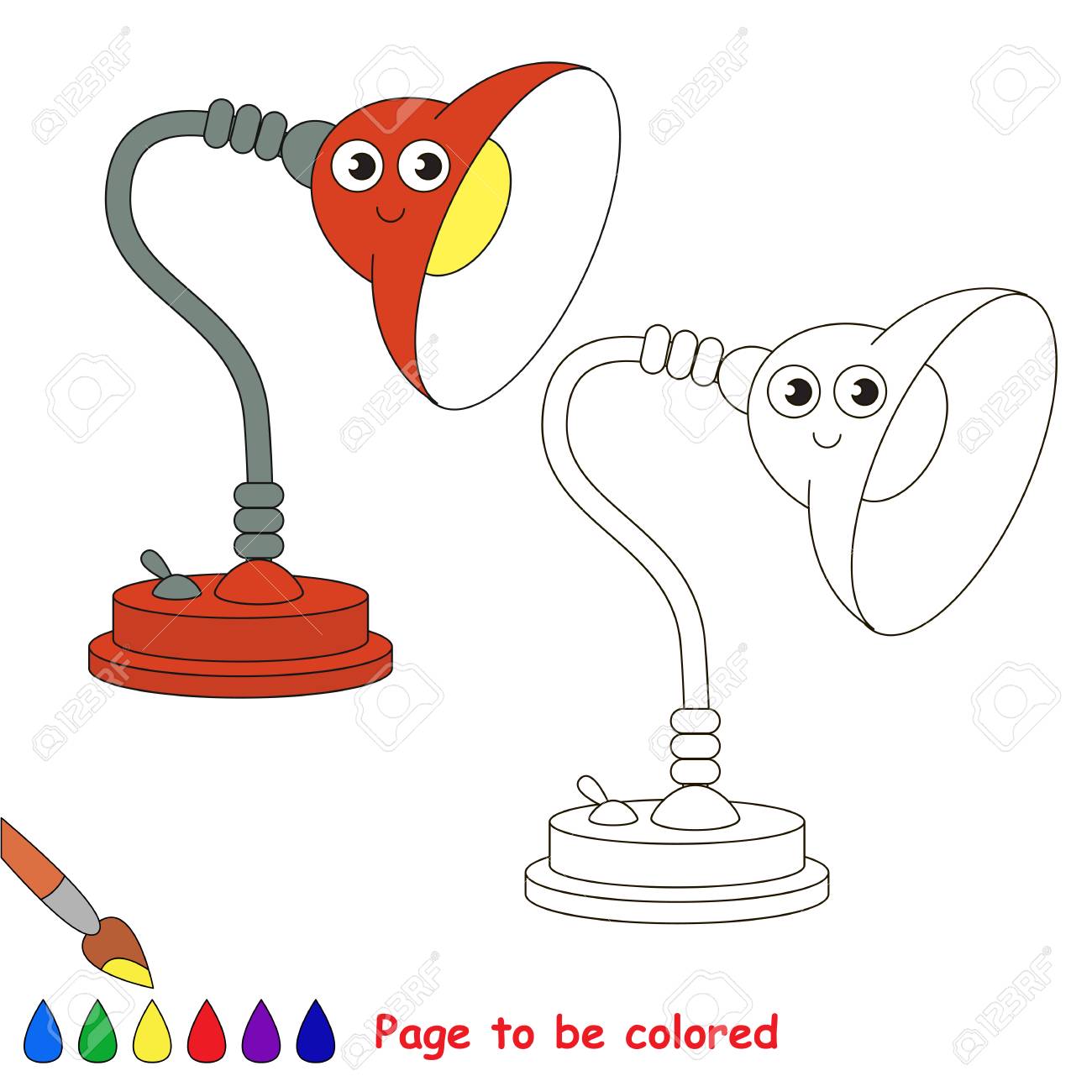 Red Lamp Da Colorare Il Libro Da Colorare Per Educare I Bambini In Età Prescolare Con Giochi Educativi Per Bambini Facili E Listruzione Primaria Di