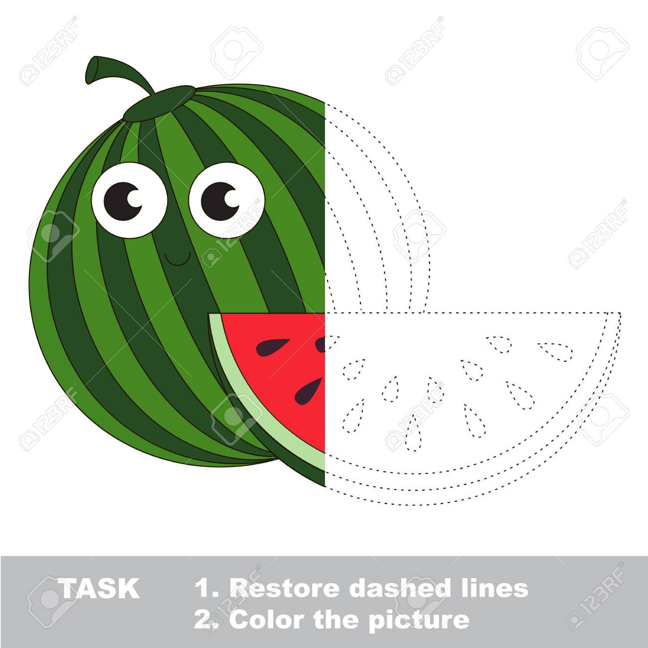 watermelon to be colored vector trace game royalty free cliparts