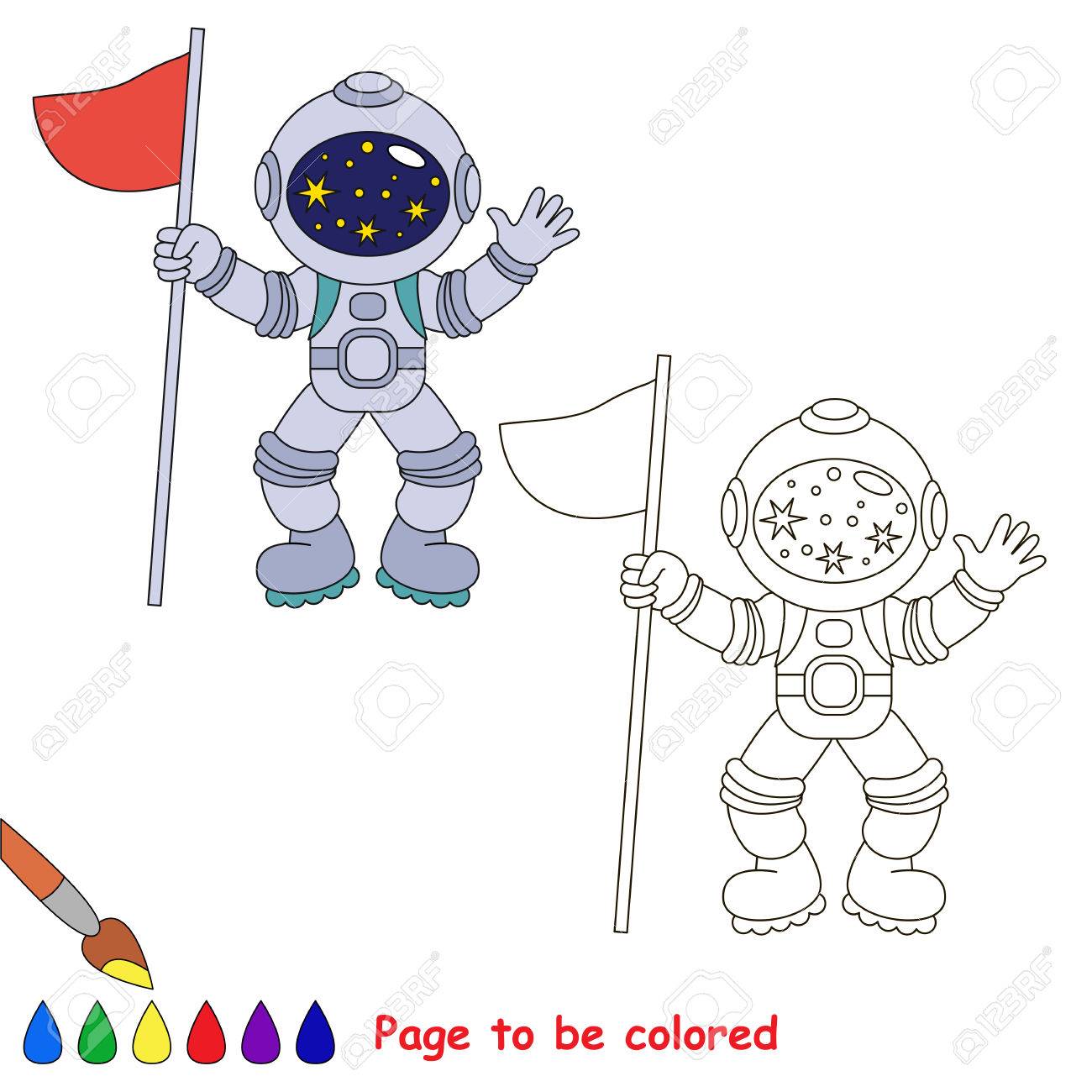 Astronaut Gefarbt Sein Das Malbuch Fur Kinder Im Vorschulalter Mit Einfachem Lernspielniveau Lizenzfrei Nutzbare Vektorgrafiken Clip Arts Illustrationen Image