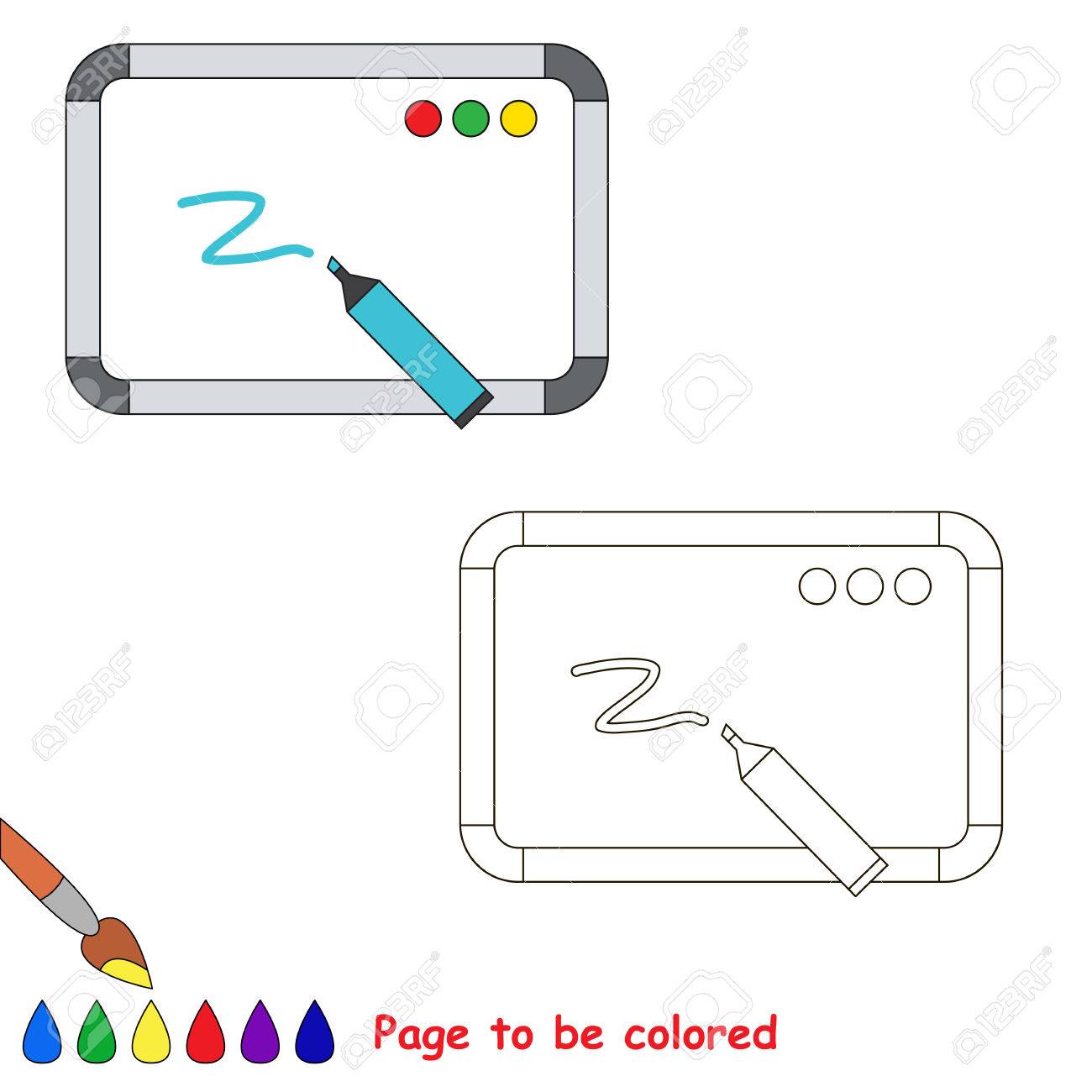 ホワイト ボードに色レベルが簡単な教育ゲーム就学前の子供のための塗り絵 のイラスト素材 ベクタ Image