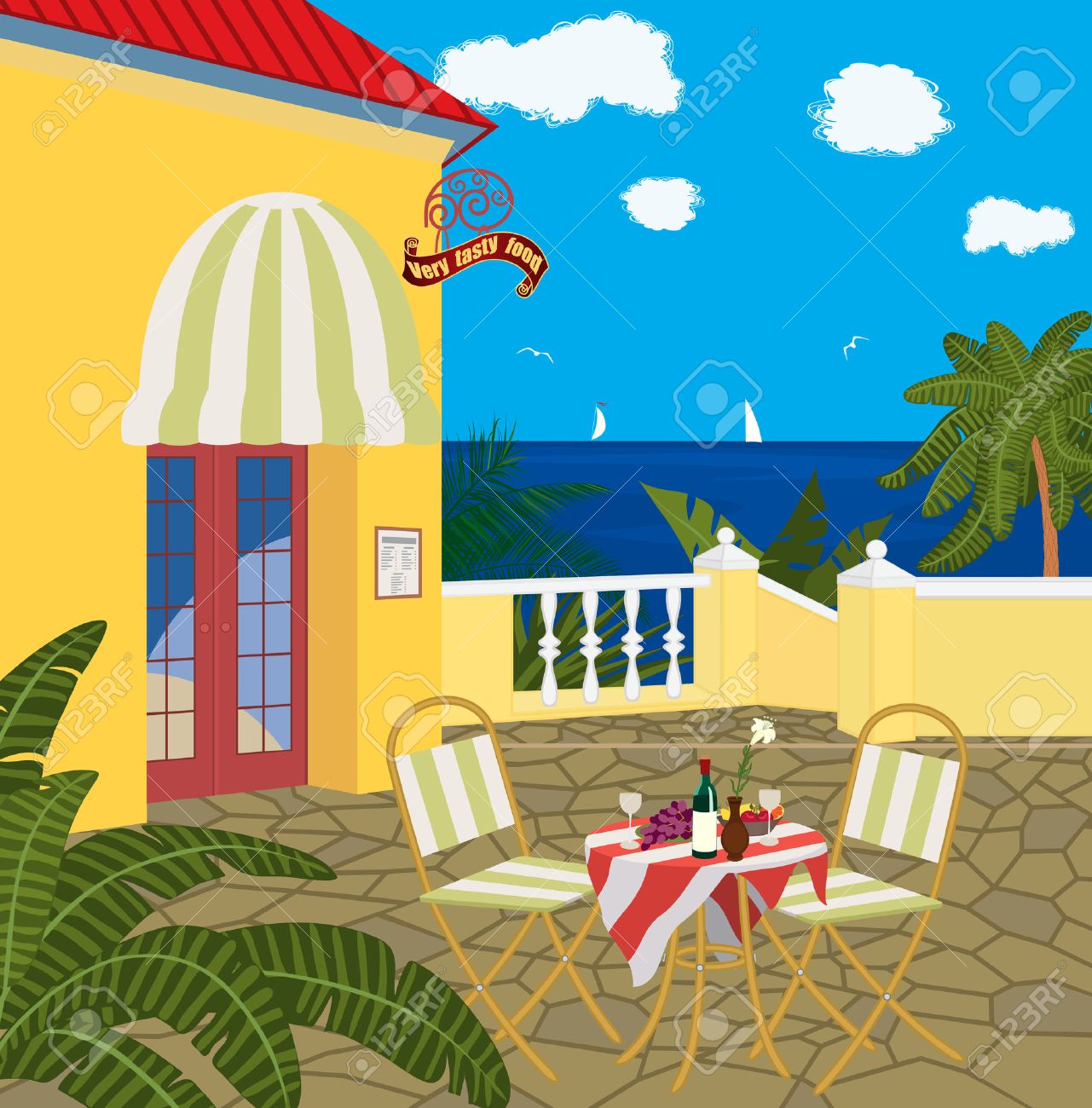 海沿いのレストラン のイラスト素材 ベクタ Image 764