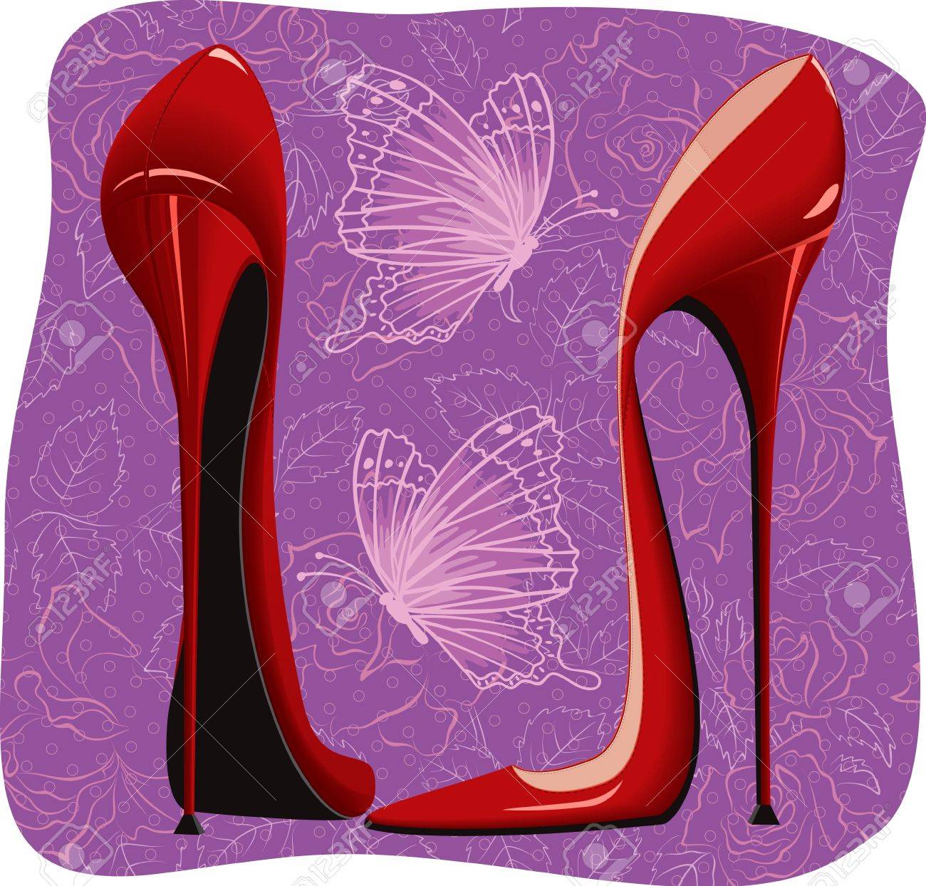 red and purple heels