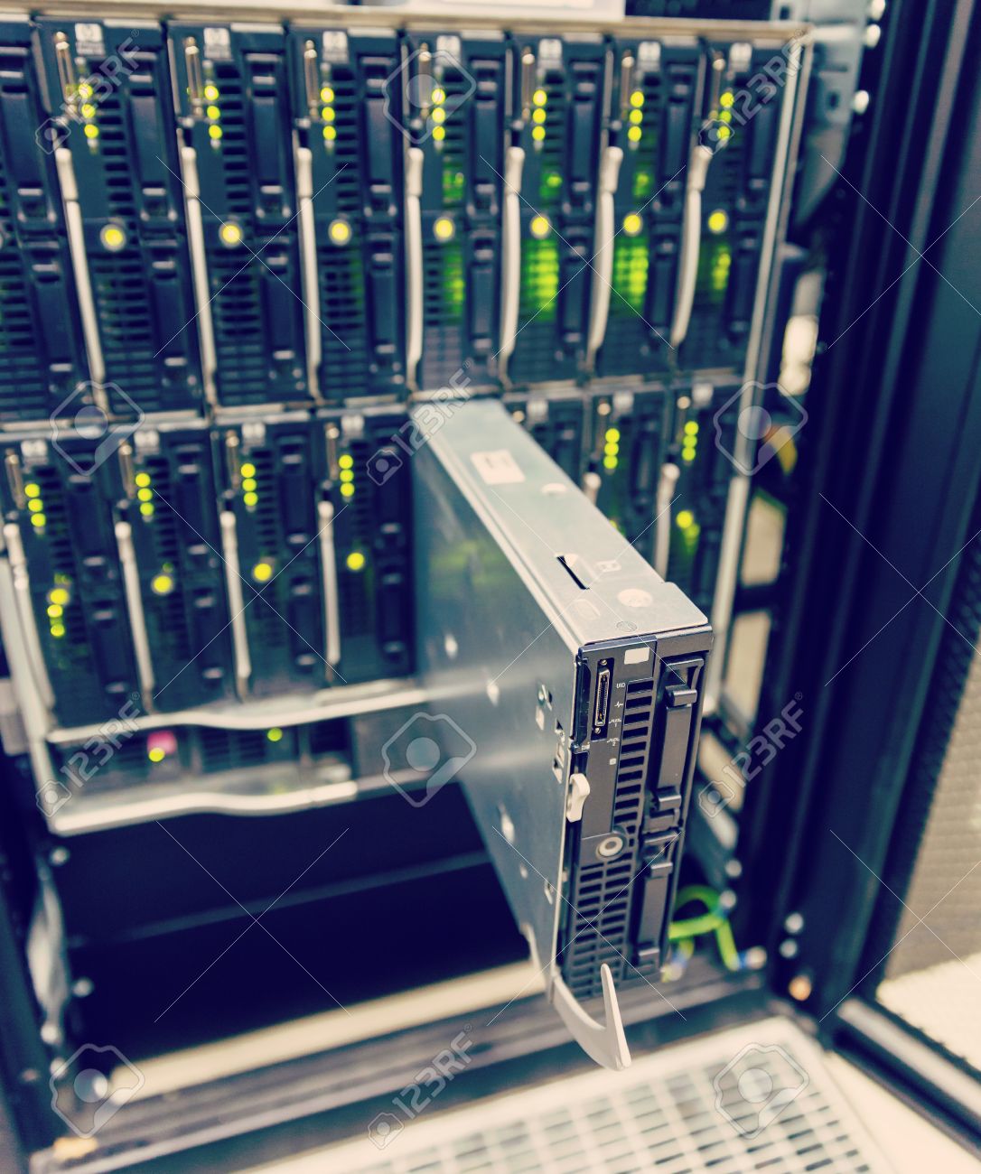 Server Chassis The Platform Virtualization In The Data Center Server Rack And Failed Blade Server Stock Photo Picture And Royalty Free Image Image