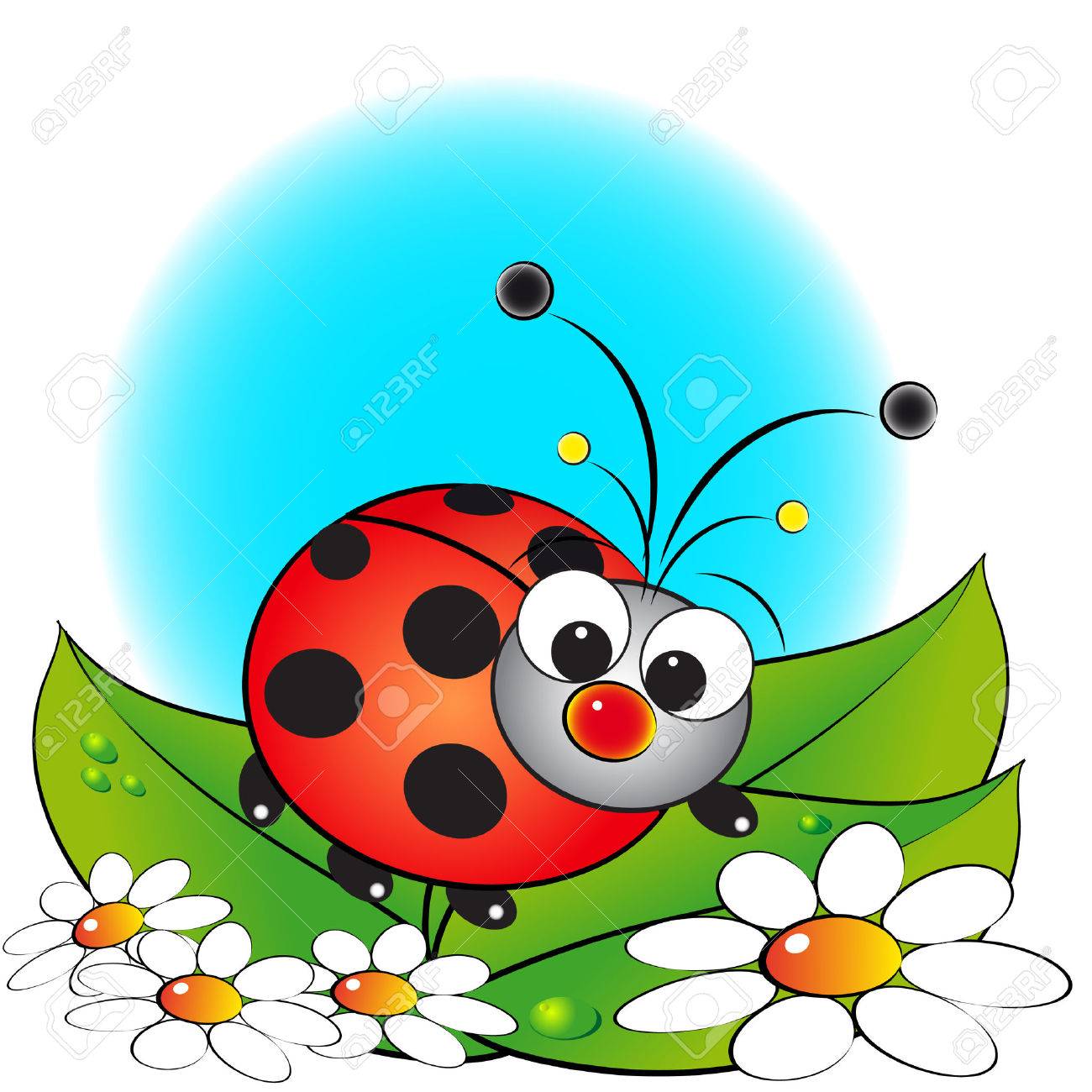 Ladybug and flowers - Card for kids - Scrapbook and labels useful - 4504215 Ladybug and flowers - Card for kids - Scrapbook and labels useful - 4504215