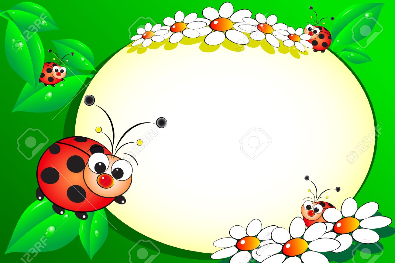 Kid scrapbook with ladybug and white daisies - Photo or message frames for children - 4936513 Kid scrapbook with ladybug and white daisies - Photo or message frames for children - 4936513