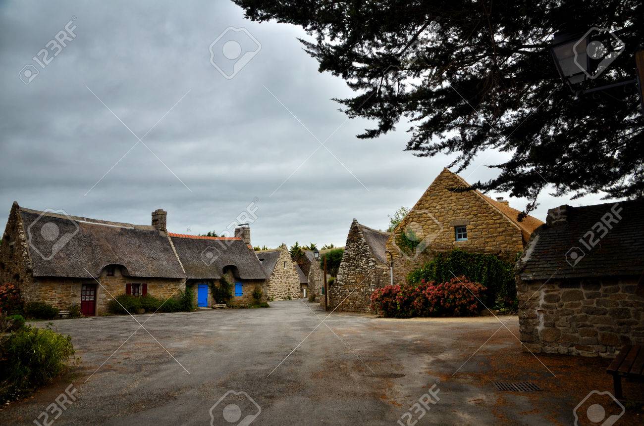 Village Of Kerascoet Traditional Stone Houses With Thatched Roof In Brittany France Stock Photo Picture And Royalty Free Image Image