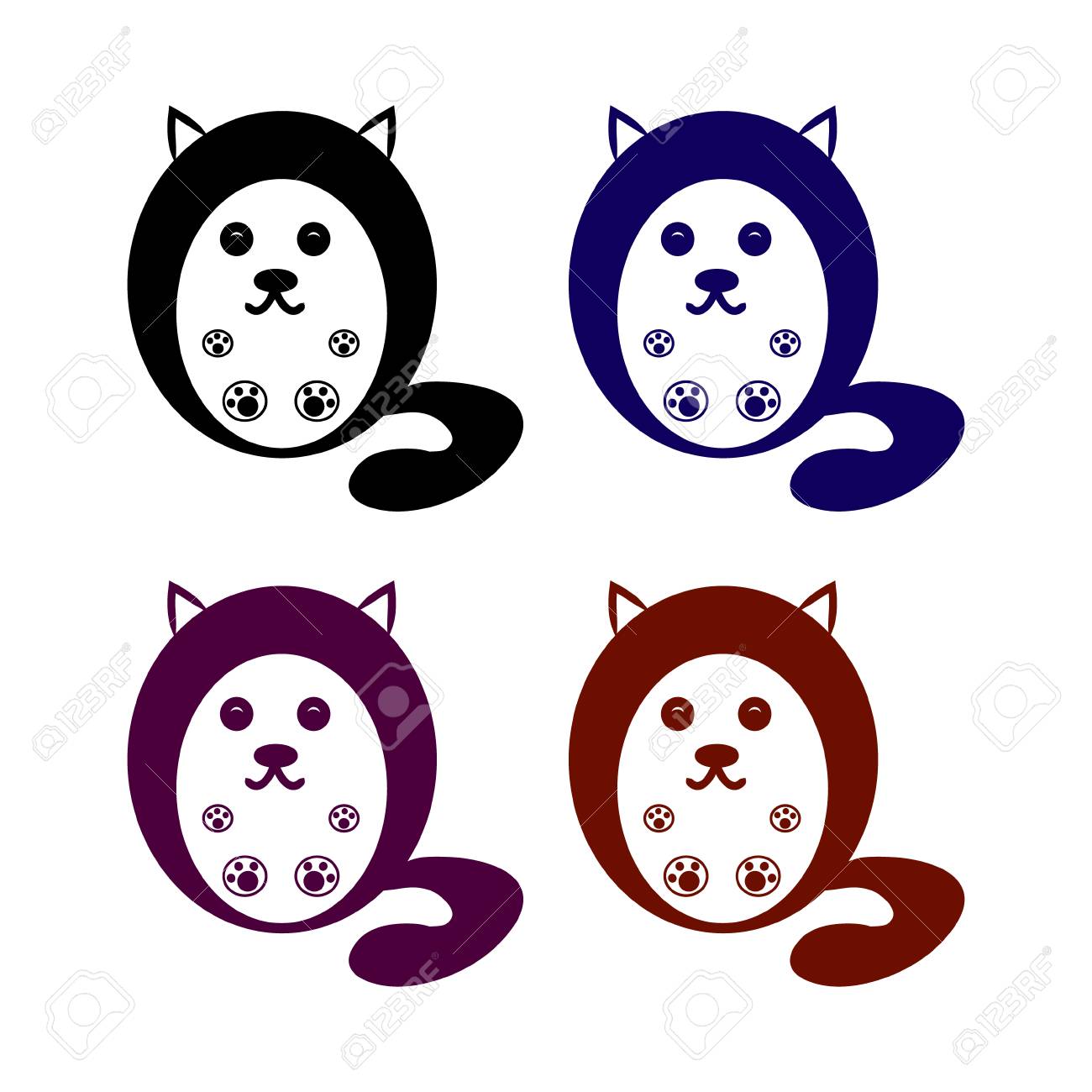 白の背景 ベクトル イラスト集に丸い猫の輪郭 のイラスト素材 ベクタ Image
