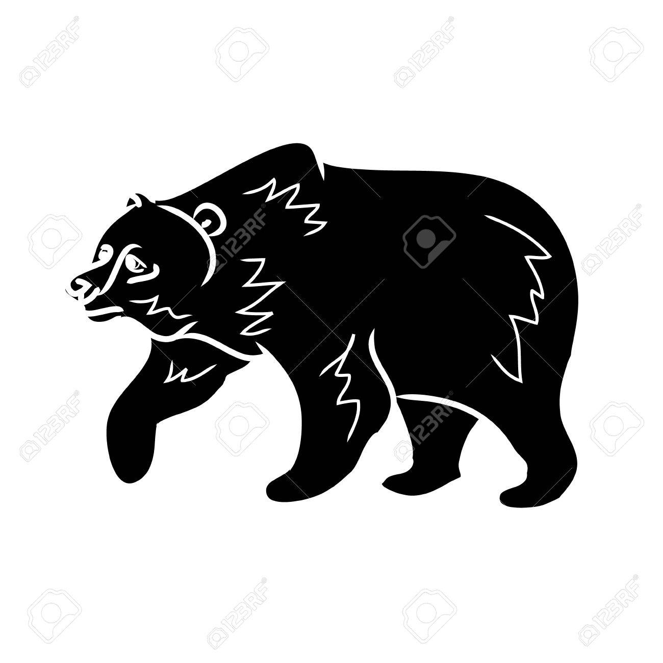 白い背景の上にクマの画像 黒いシルエットの概要 シンプルなクマのパターン ベクトル のイラスト素材 ベクタ Image