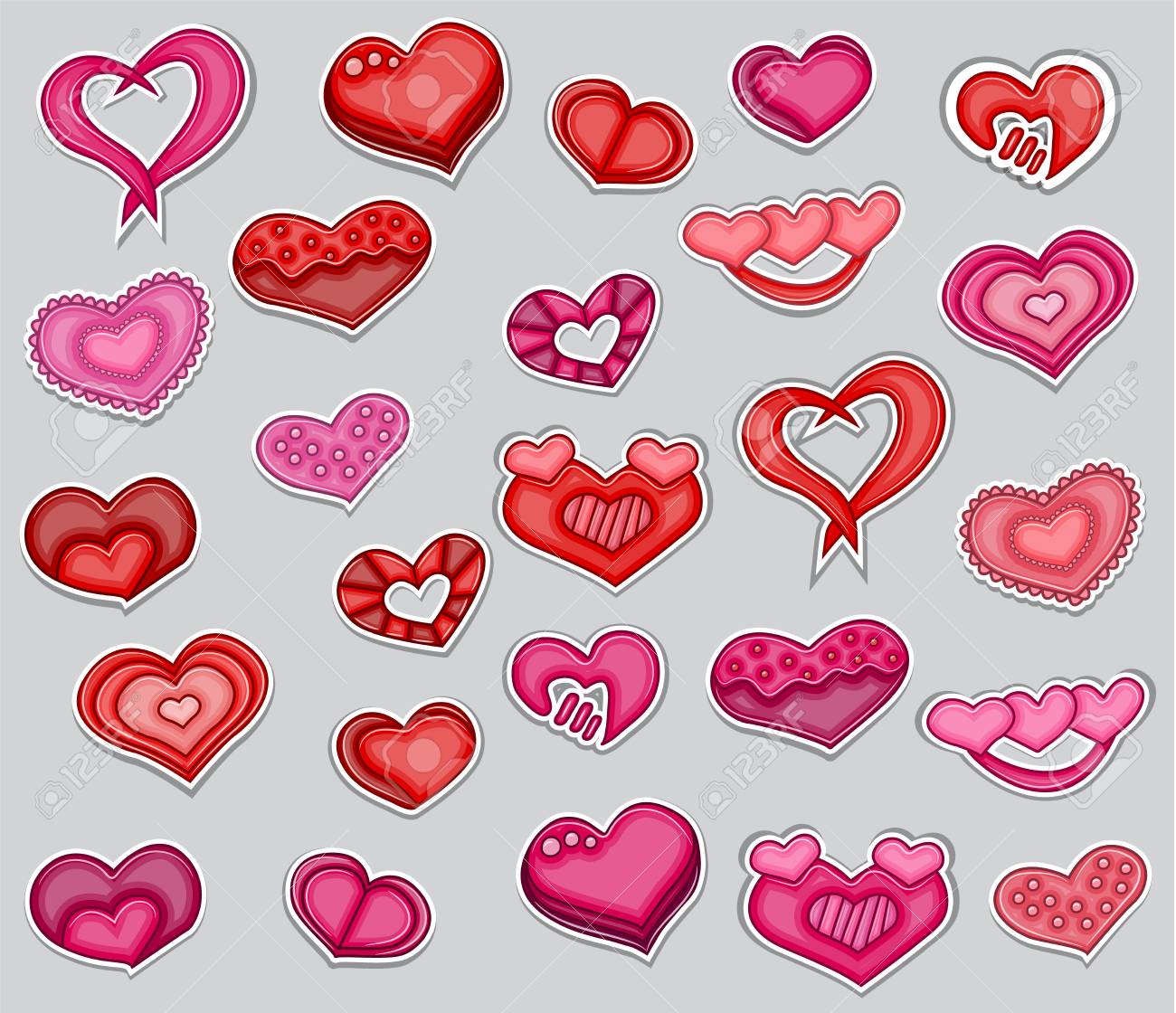 A preset of valentines working day crimson and crimson hearts. Printable stickers.. photograph relating to Printable Red Hearts called A preset of valentines working day crimson and purple hearts. Printable stickers..