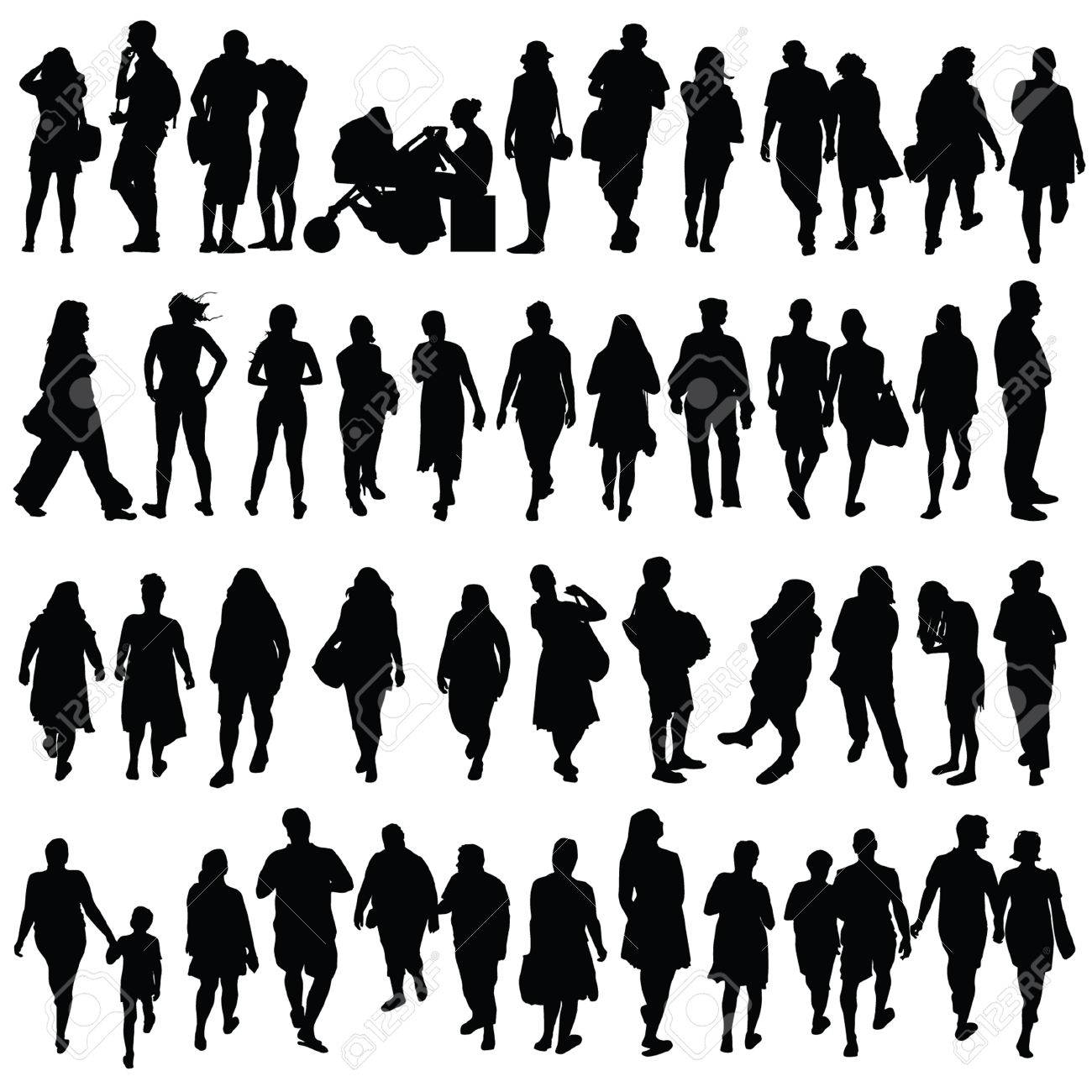 People Black Color Silhouette Vector On White Background Royalty Free SVG,  Cliparts, Vectors, and Stock Illustration. Image 34056545., image size:1300x1300