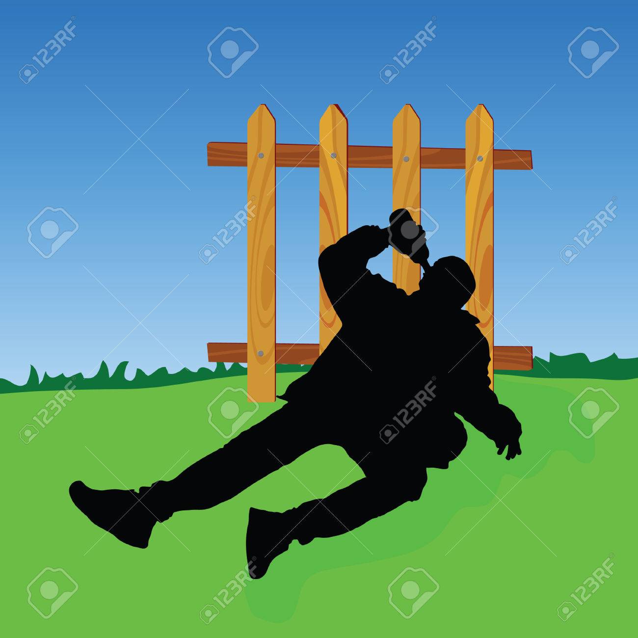 自然色で酔っぱらいの図のシルエット のイラスト素材 ベクタ Image