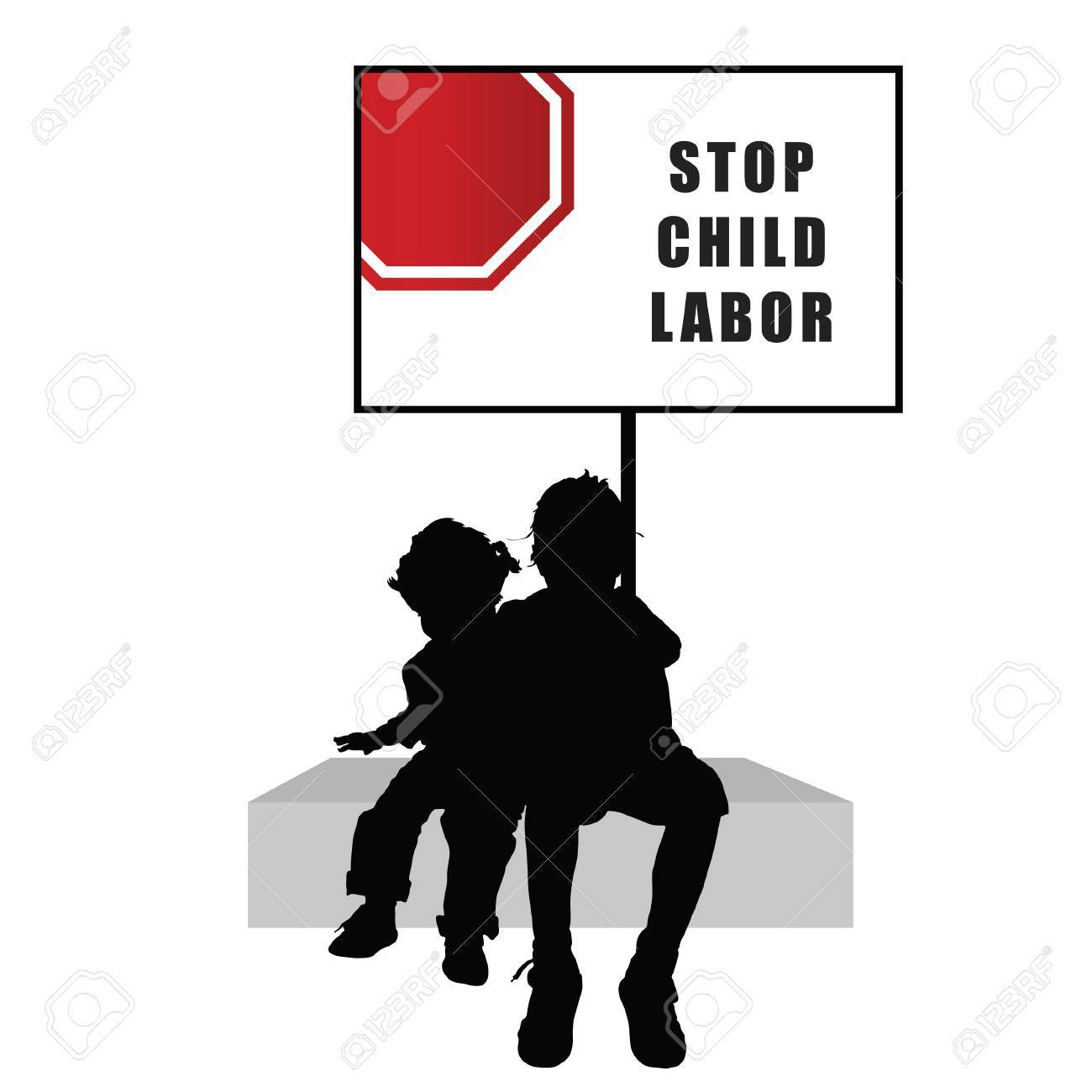 Humain 人身売買サイン イラスト シルエット児 のイラスト素材 ベクタ Image