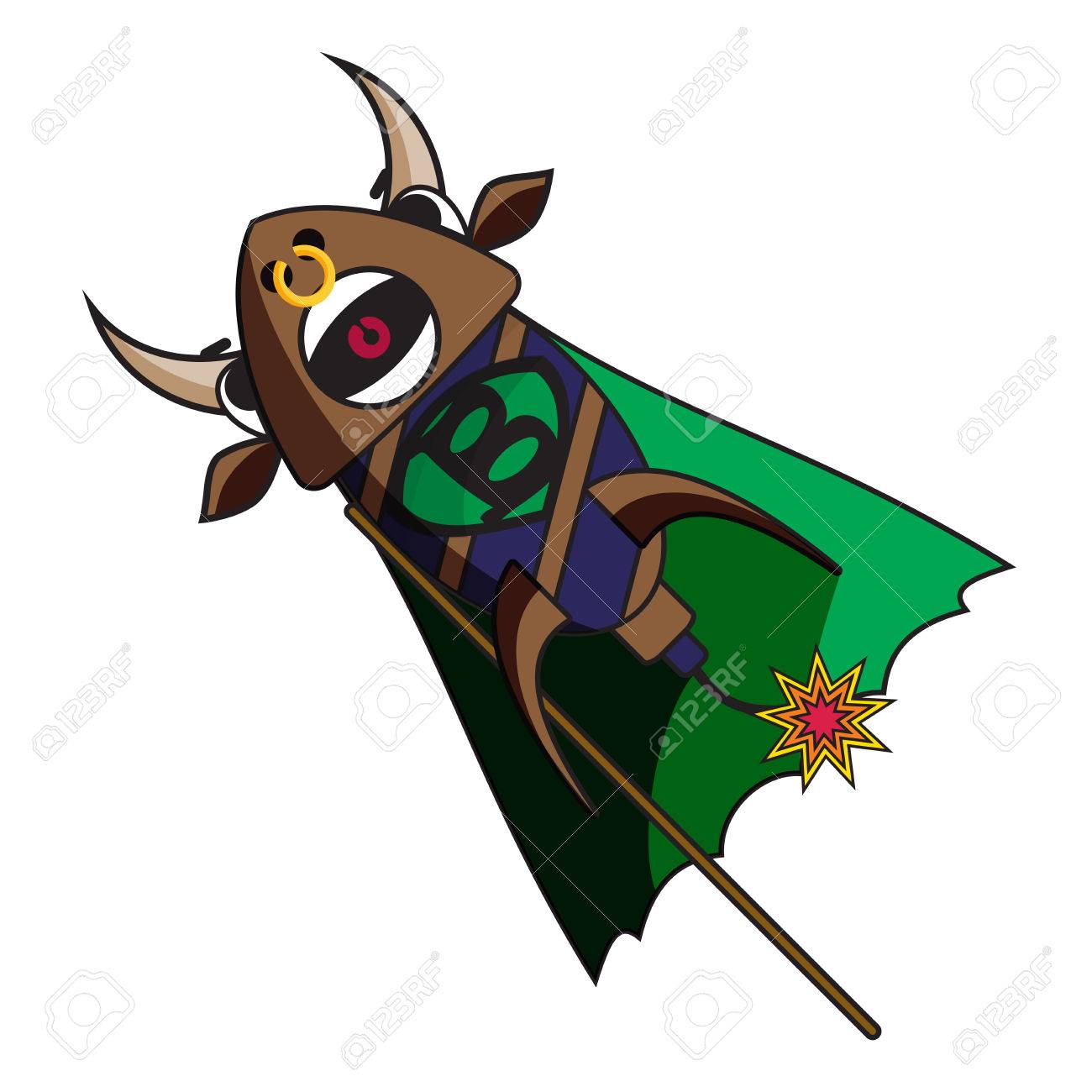 怒っている表情のイラストレーターと花火牛のイラスト素材 ベクタ Image